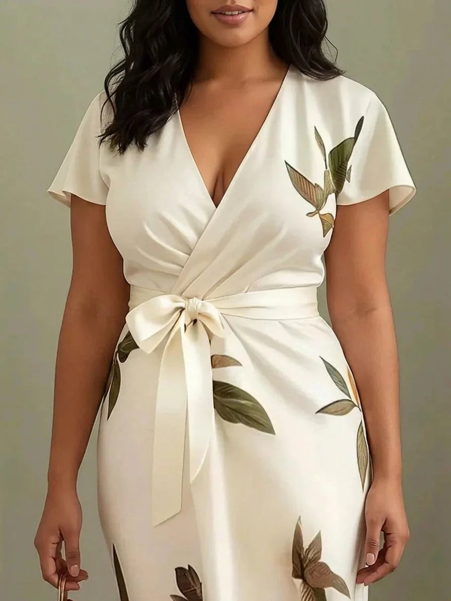 Judy Leaf Print Midi Dress