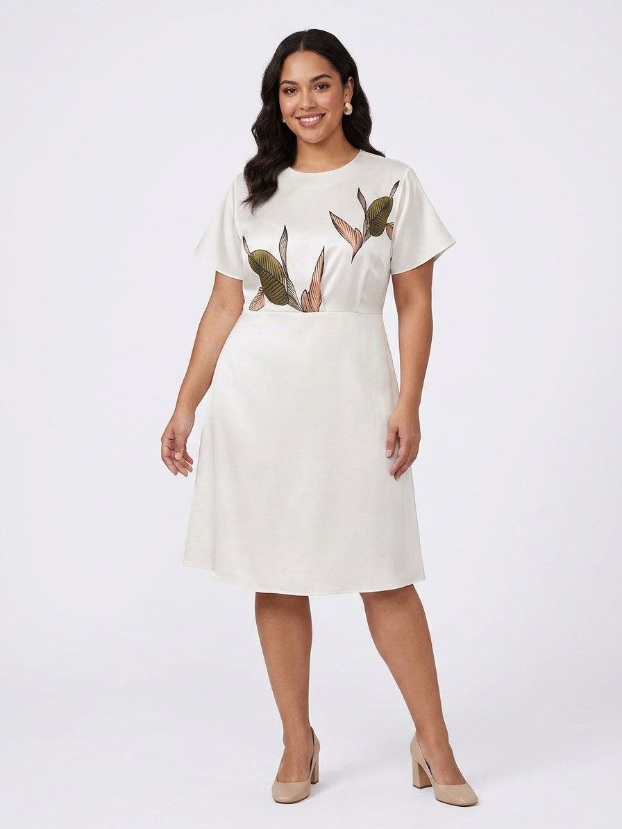 Judy Leaf Print Midi Dress