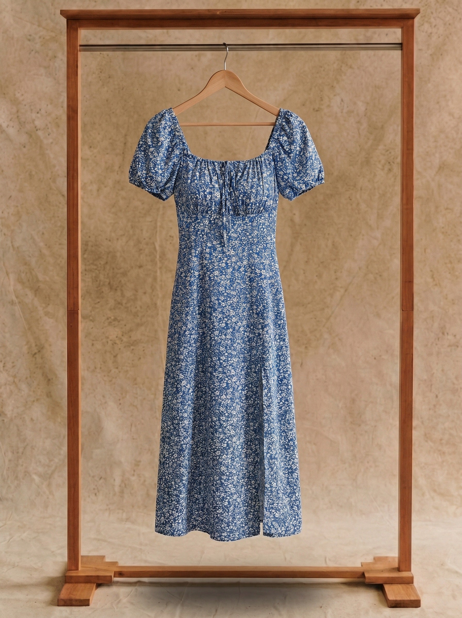 Harlow Puff Sleeve Midi Dress in Ditsy Prairie Florals