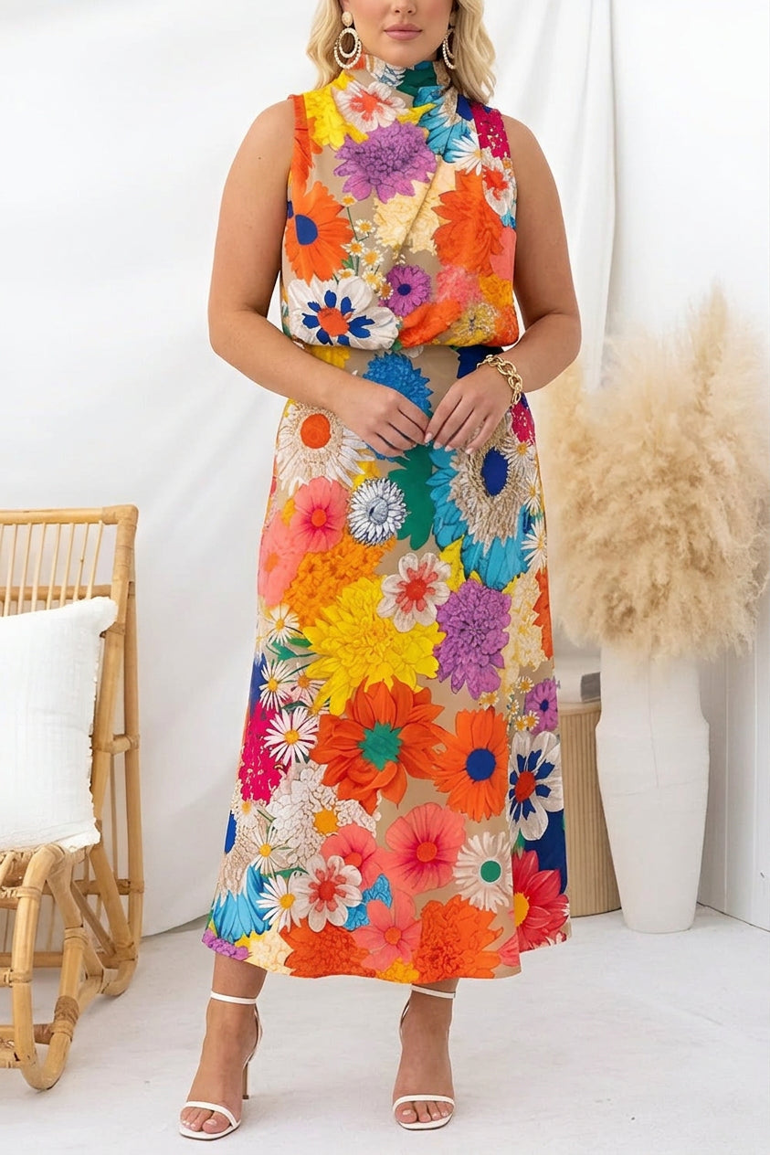 Summer Tie Neck Maxi Dress