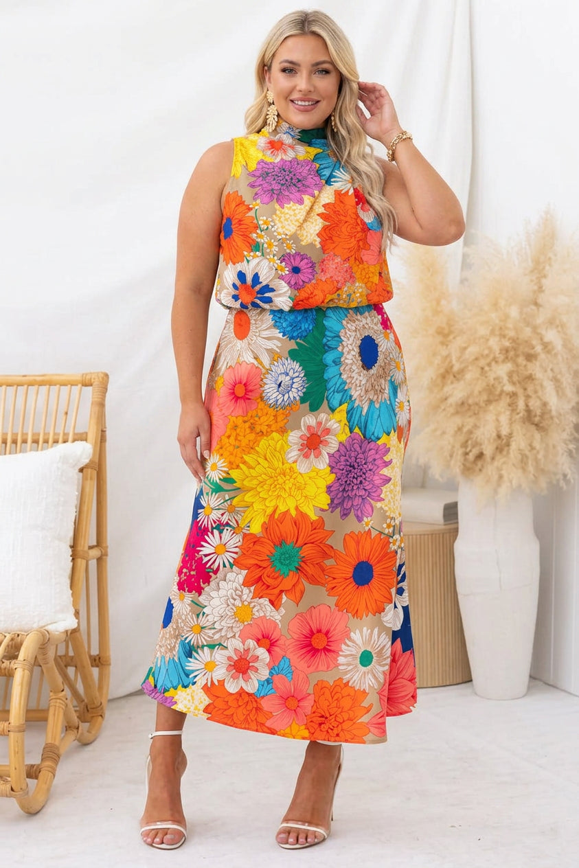Summer Tie Neck Maxi Dress