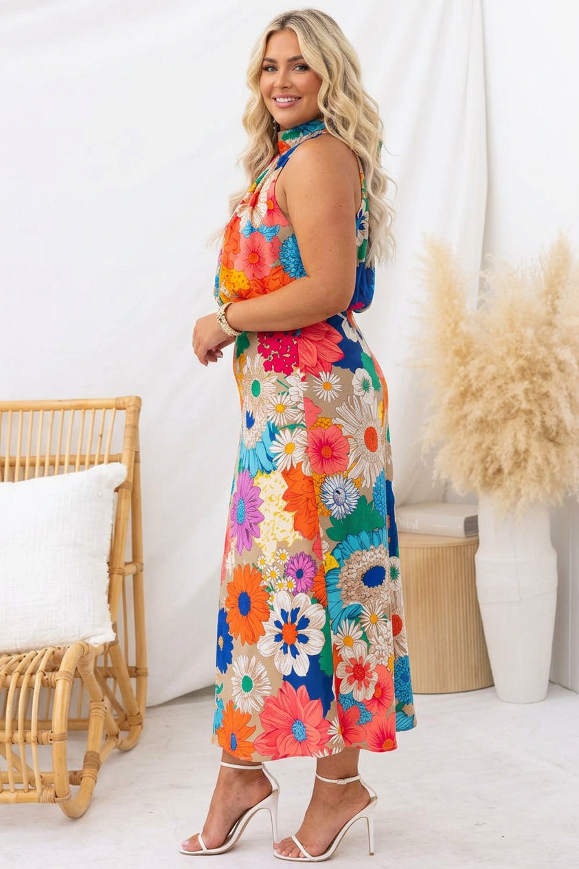 Summer Tie Neck Maxi Dress