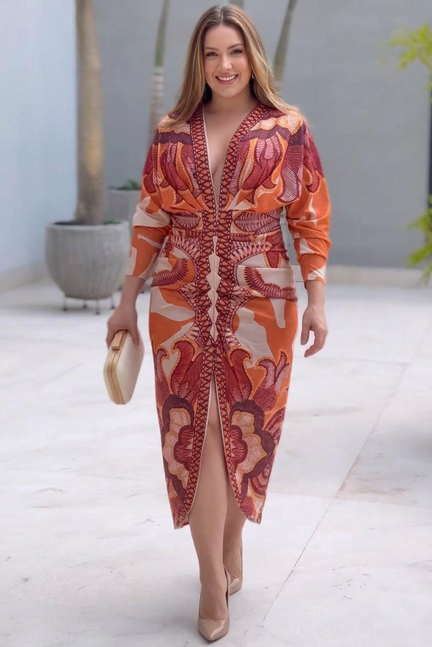Eva Dolman Sleeve Midi Dress