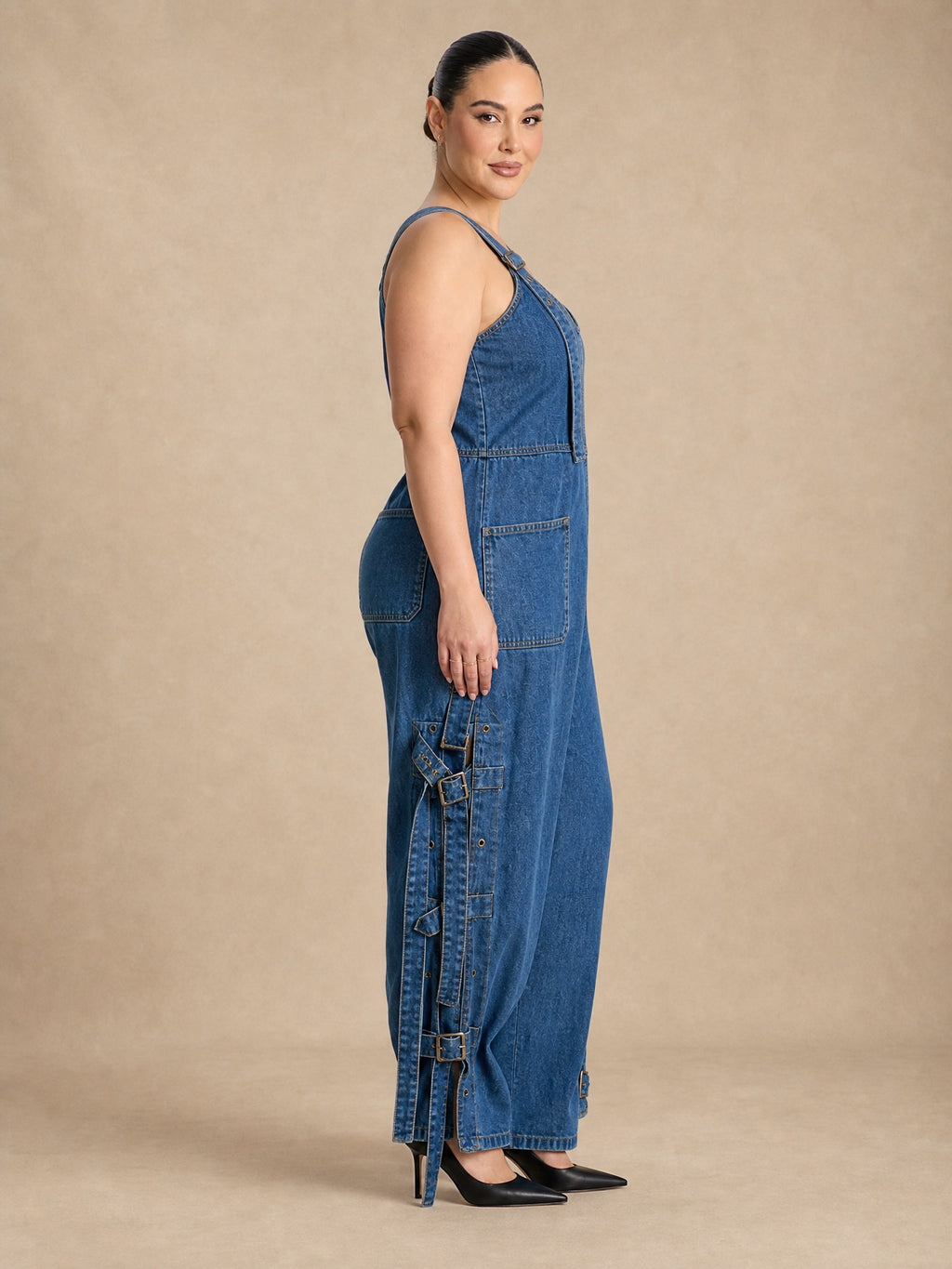 Harper Pull-On Denim Jumpsuit