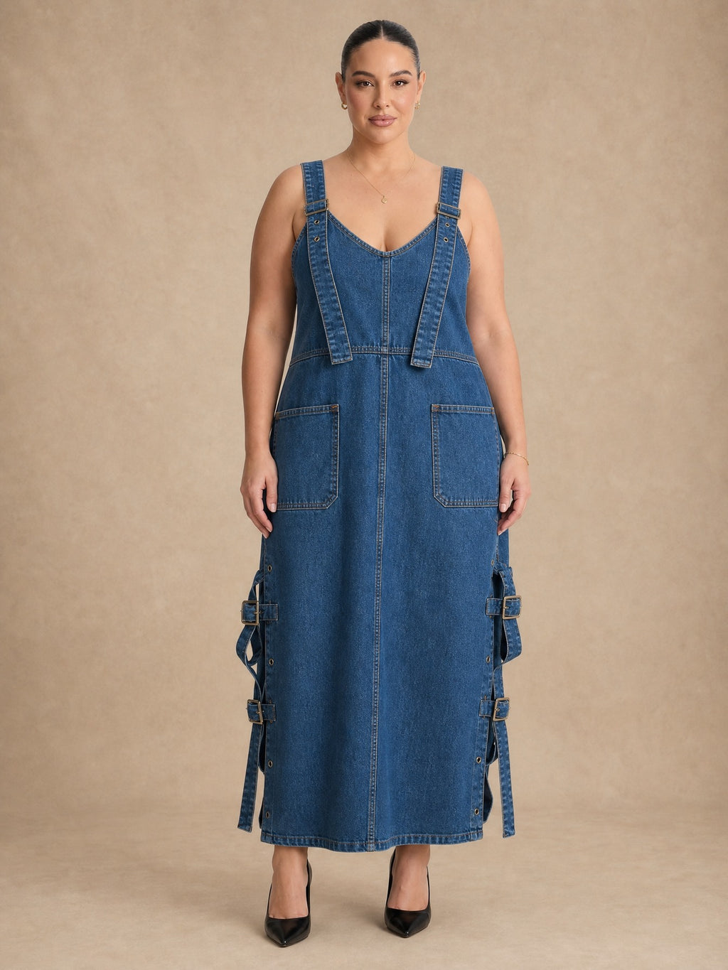 Harper Pull-On Denim Jumpsuit