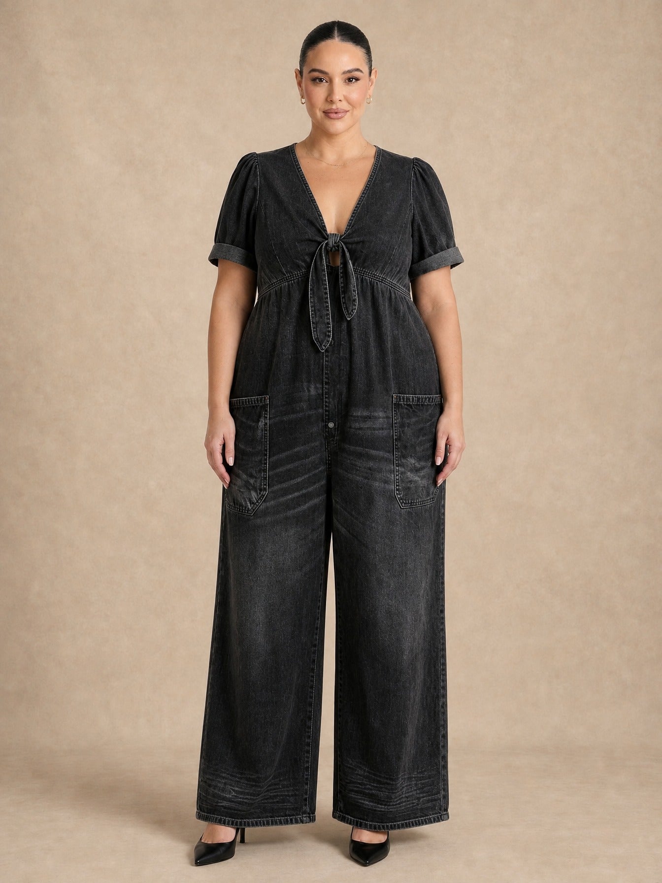 Maya V Neck Denim Jumpsuit