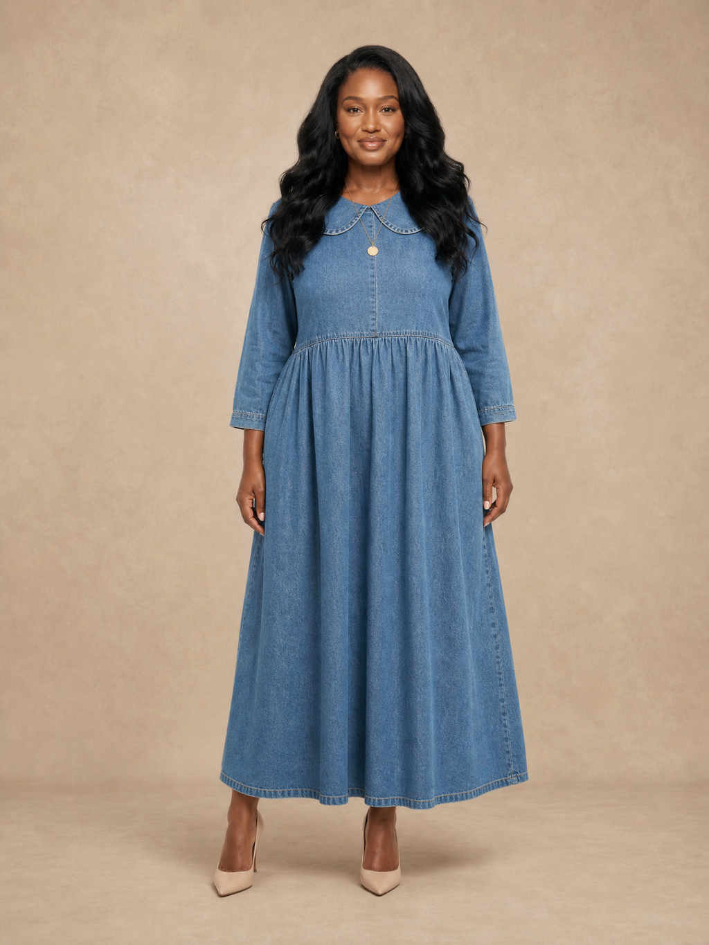 Clara Peter Pan Collar Denim Dress