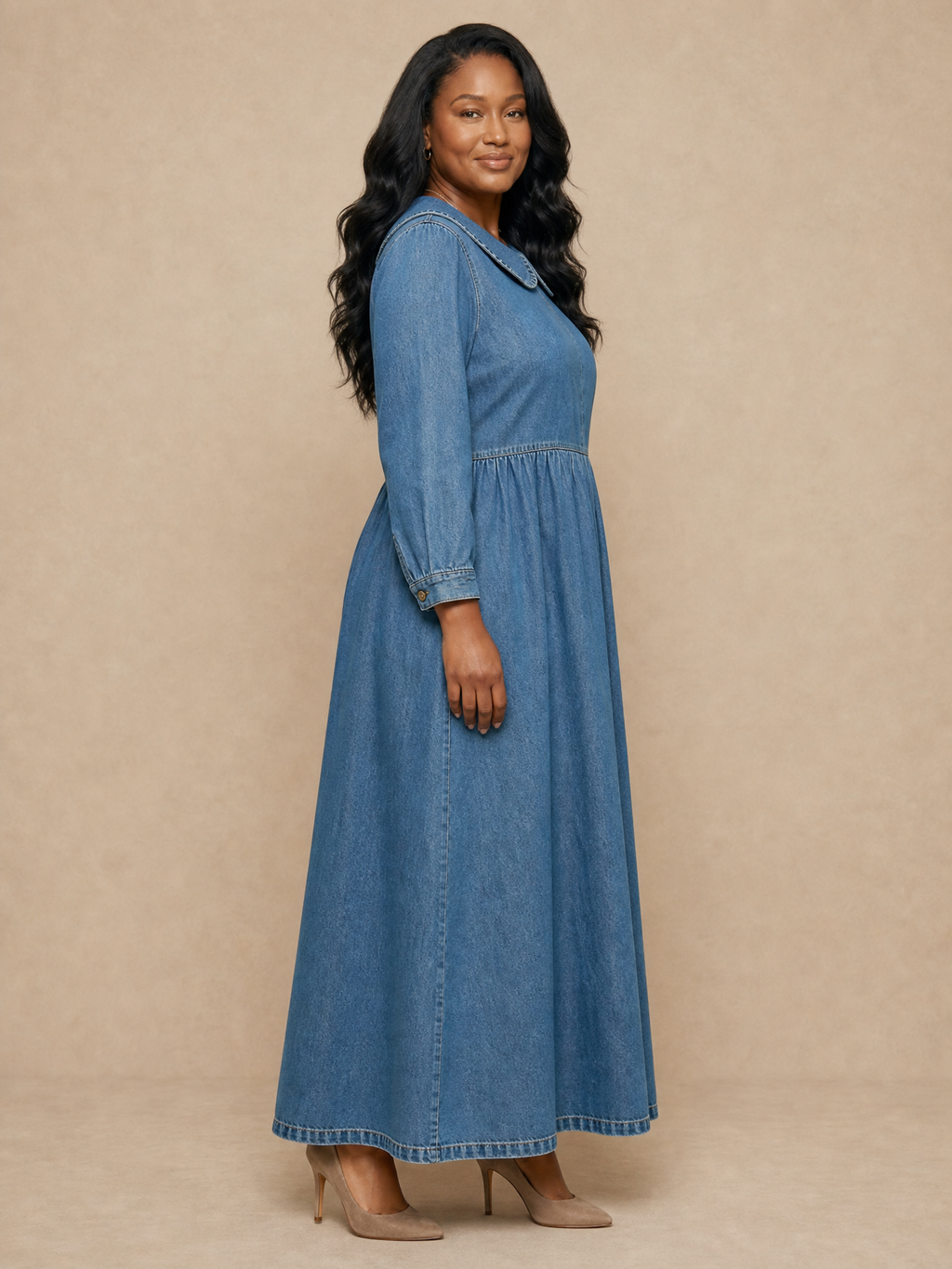 Clara Peter Pan Collar Denim Dress