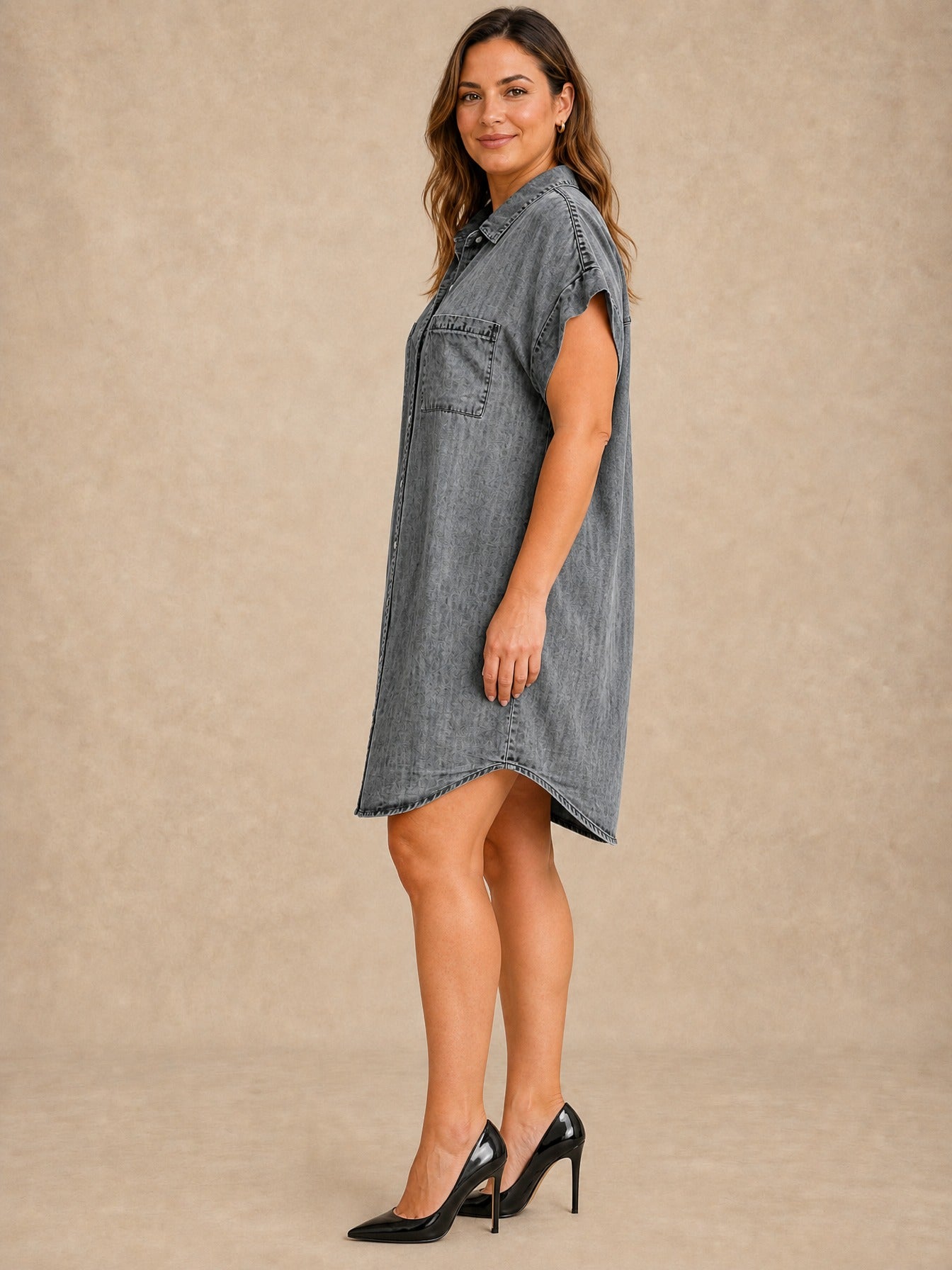 Helen Button-Down Denim Dress