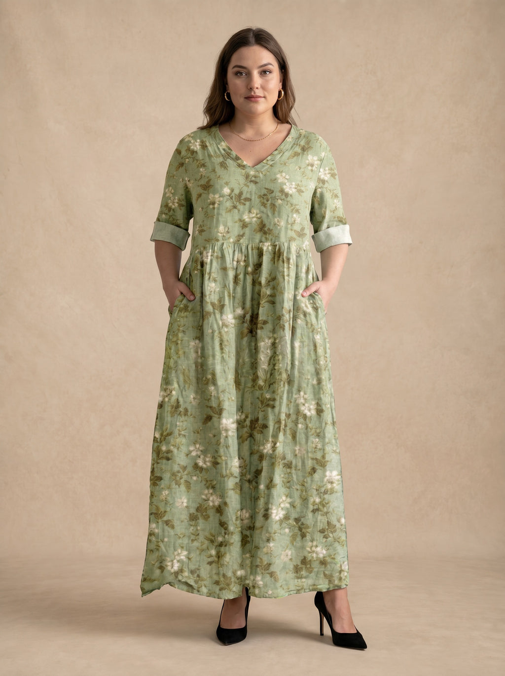 Sylvera Sage Floral Maxi Dress