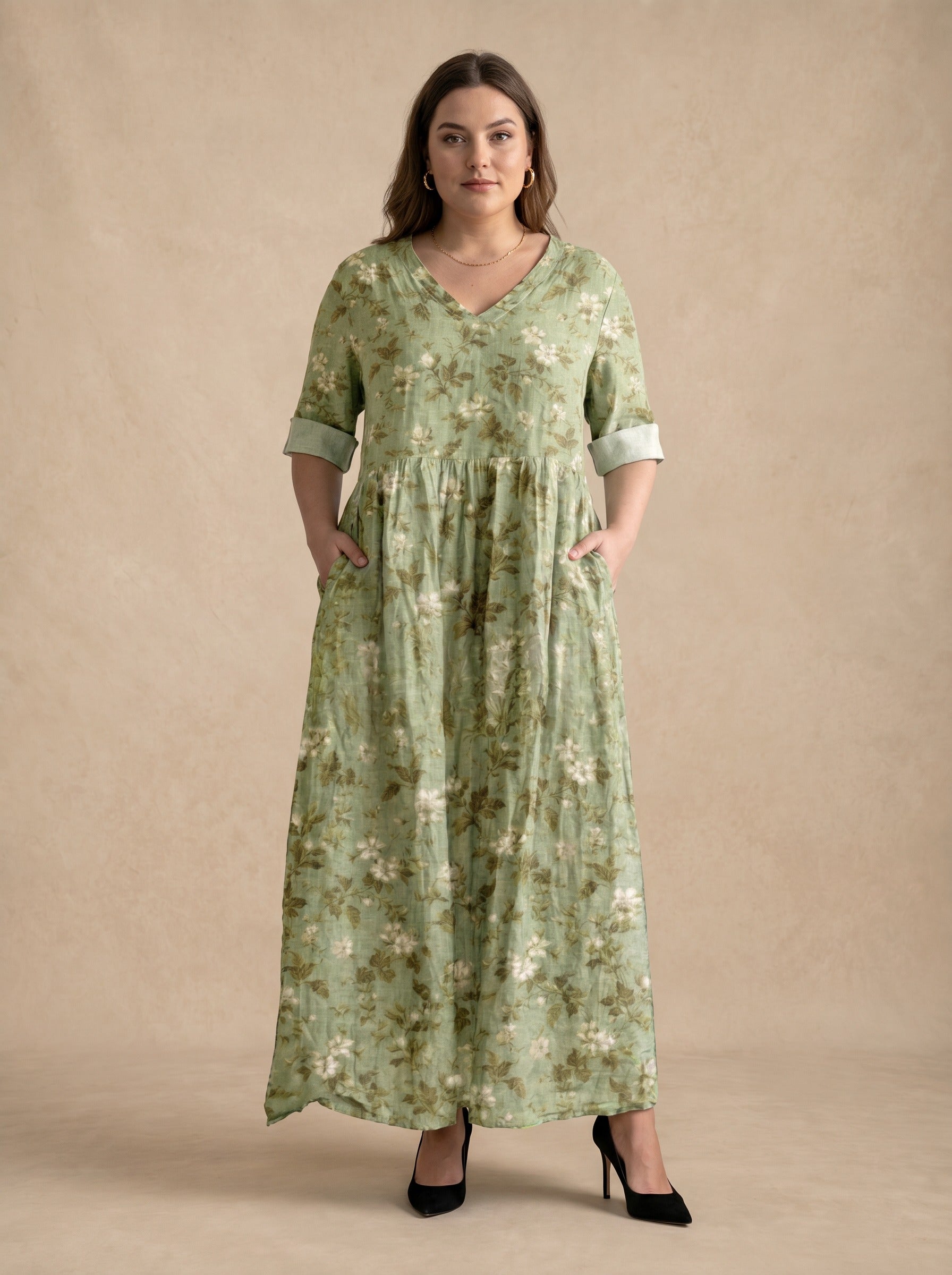 Sylvera Sage Floral Maxi Dress