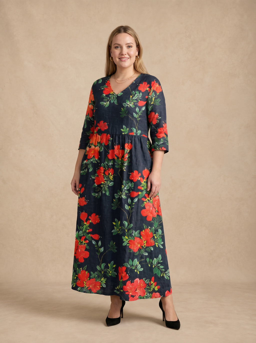 Valerina Scarlet Floral Maxi Dress