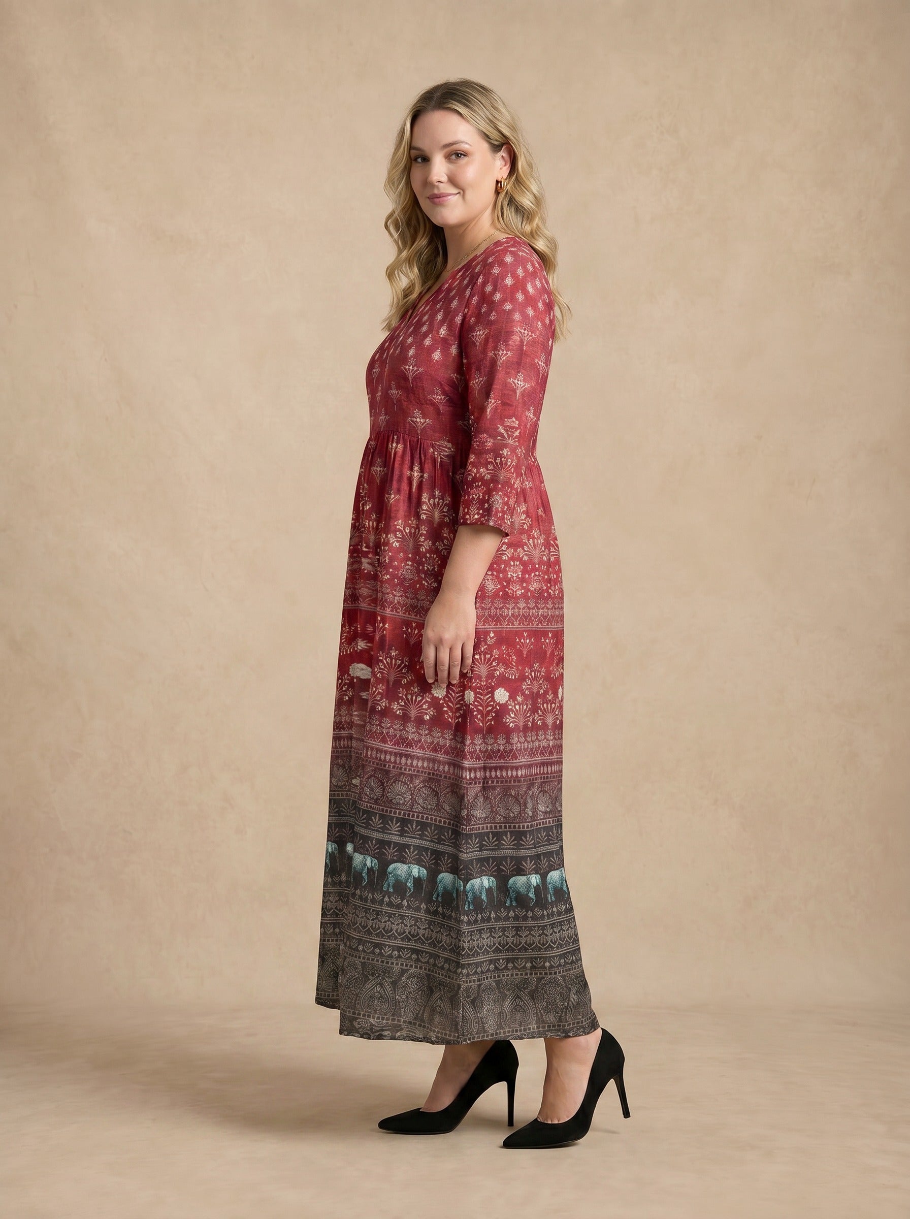 Saharaelle Crimson Boho Maxi Dress