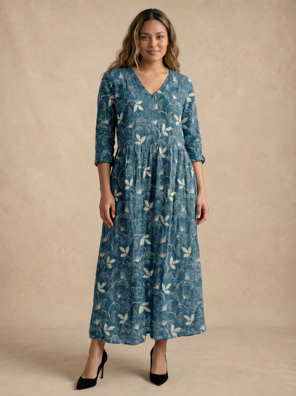 Marivelle Blue Vine Maxi Dress