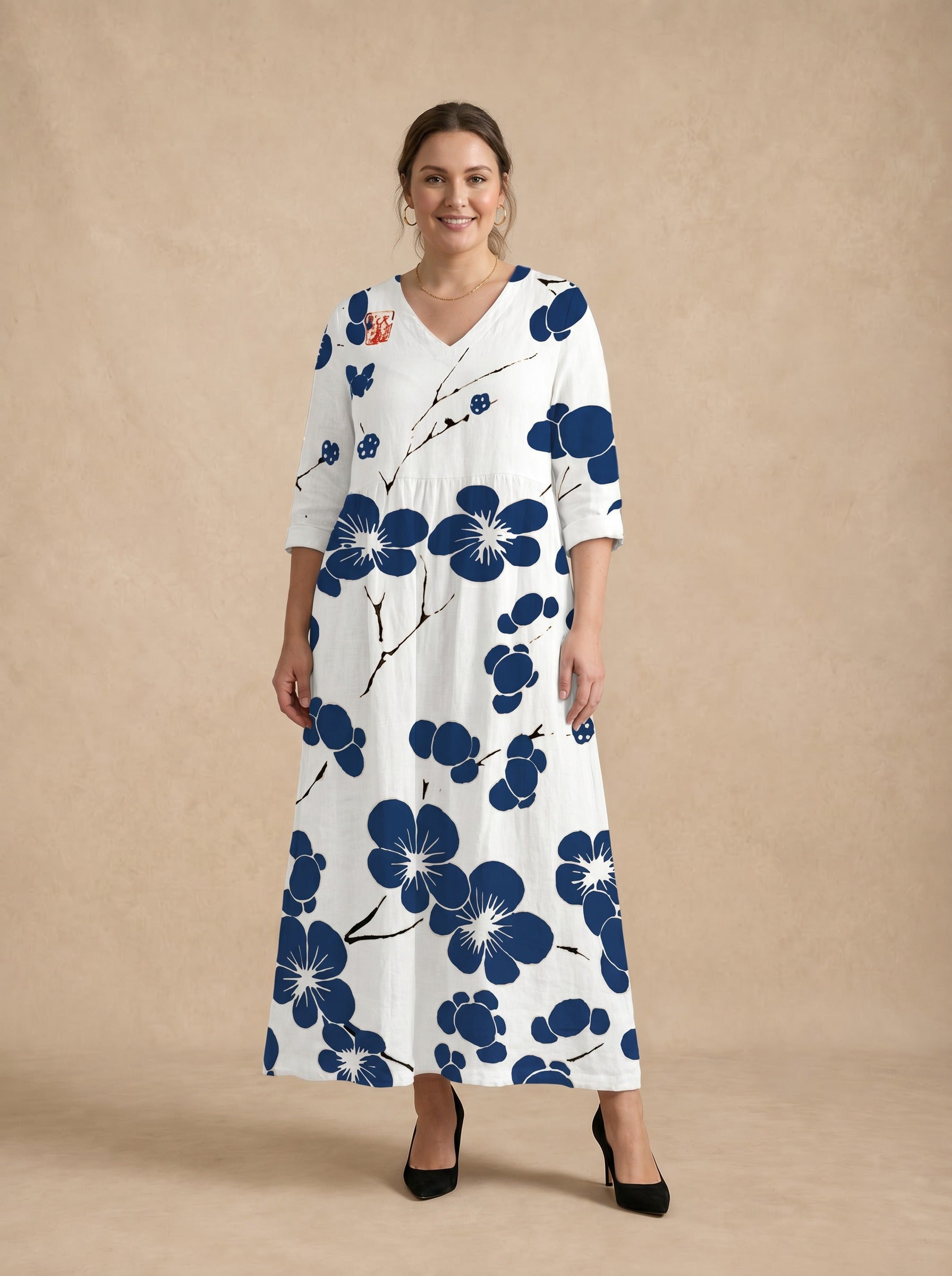 Aozora Indigo Floral Maxi Dress