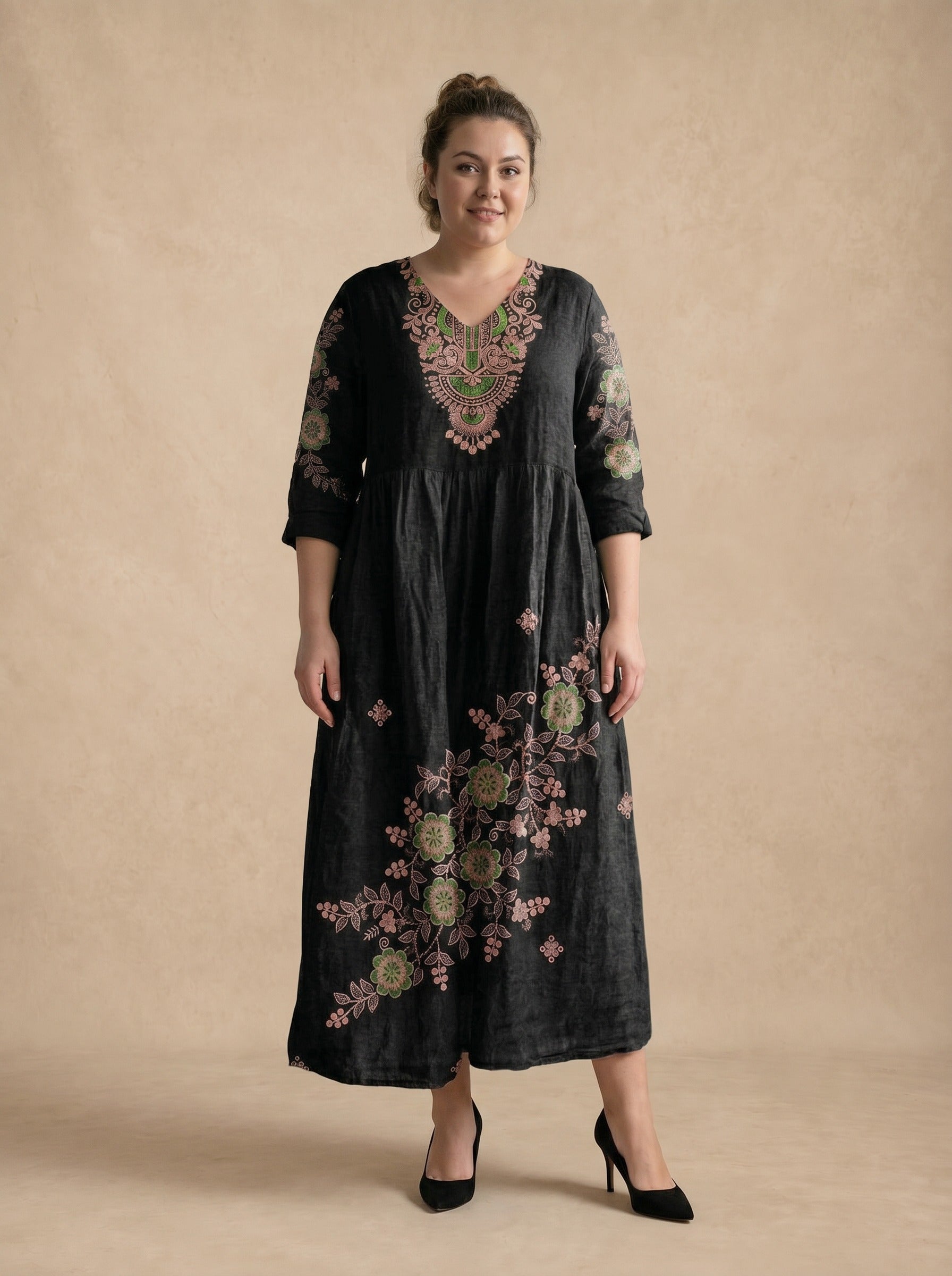 Amarisse Floral Embroidery Maxi Dress