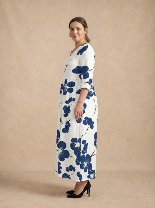 Aozora Indigo Floral Maxi Dress