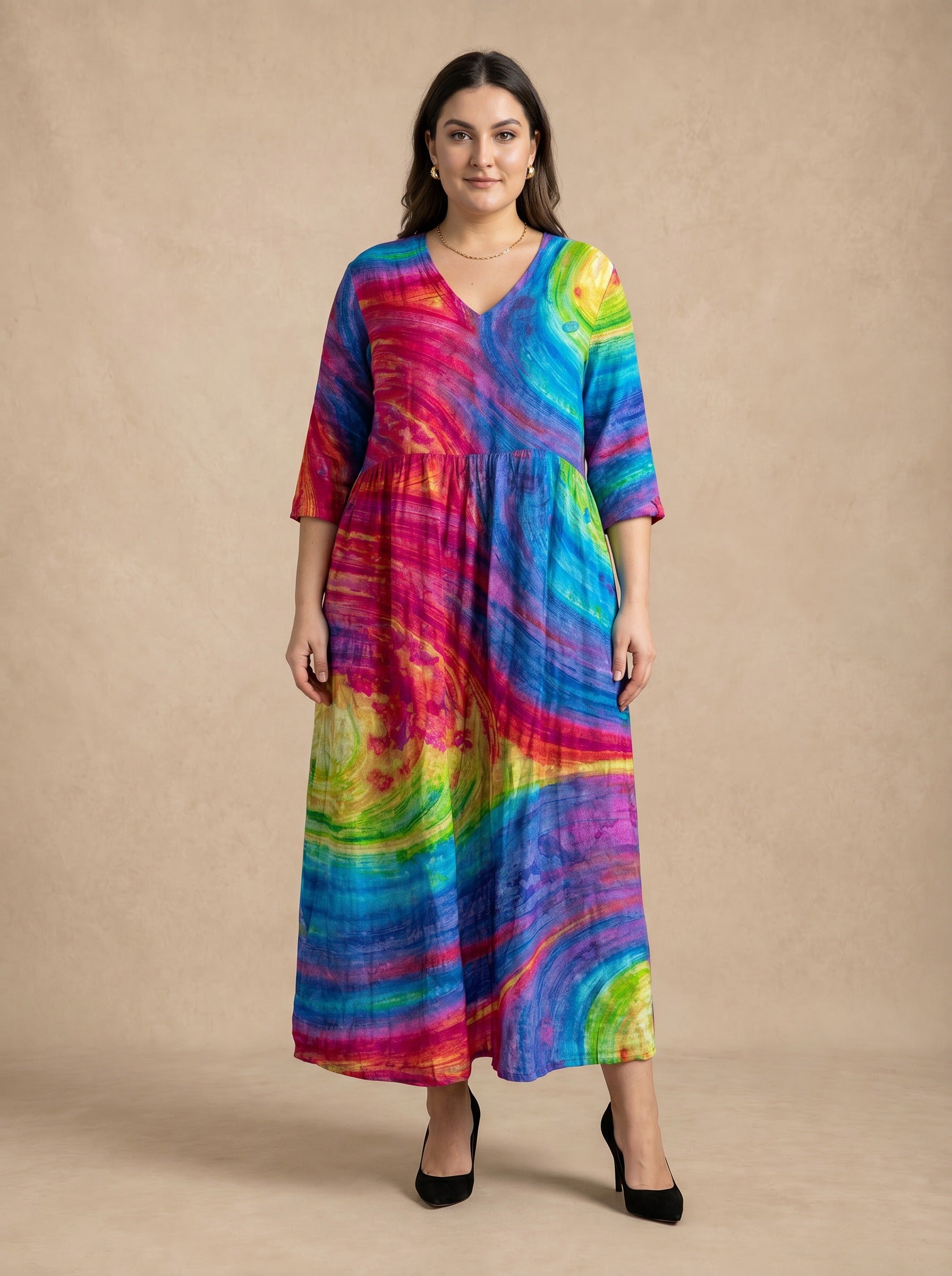 Lunaria Rainbow Swirl Maxi Dress