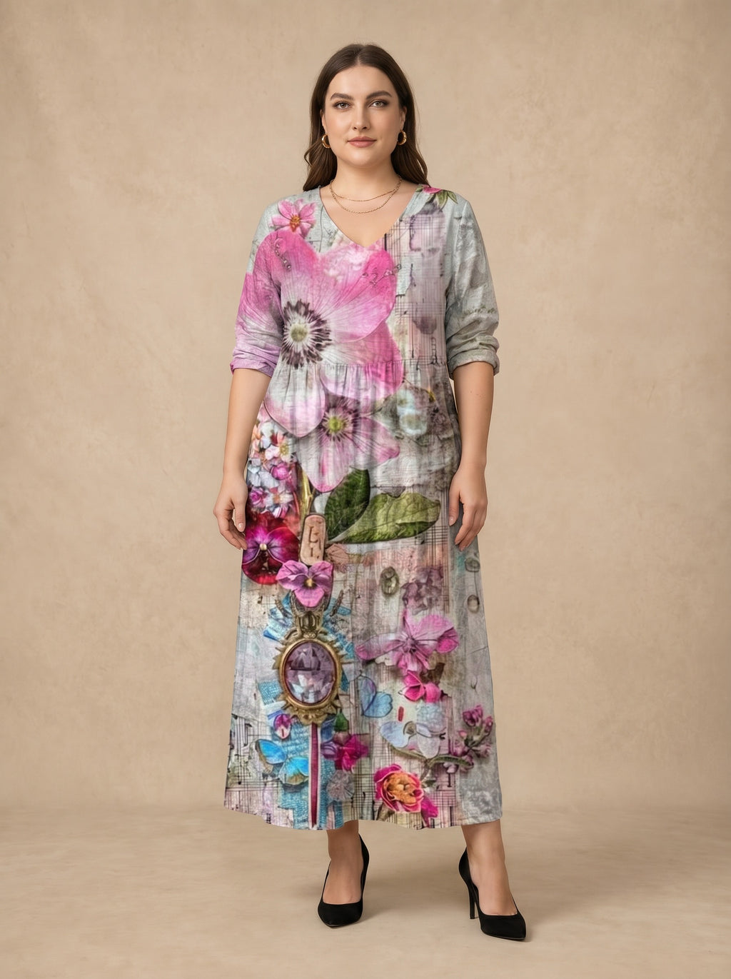 Violetta Floral Collage Maxi Dress