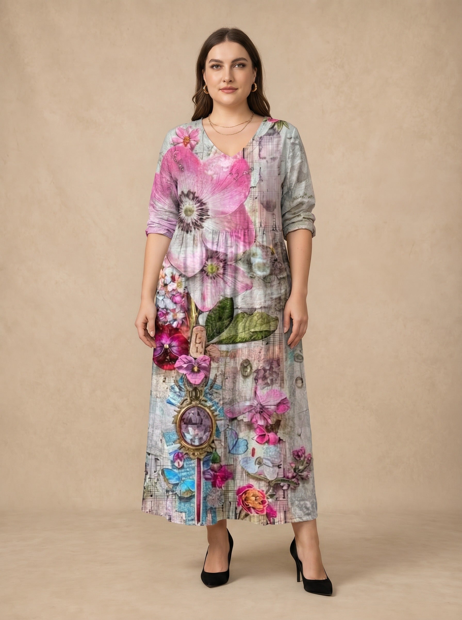 Violetta Floral Collage Maxi Dress