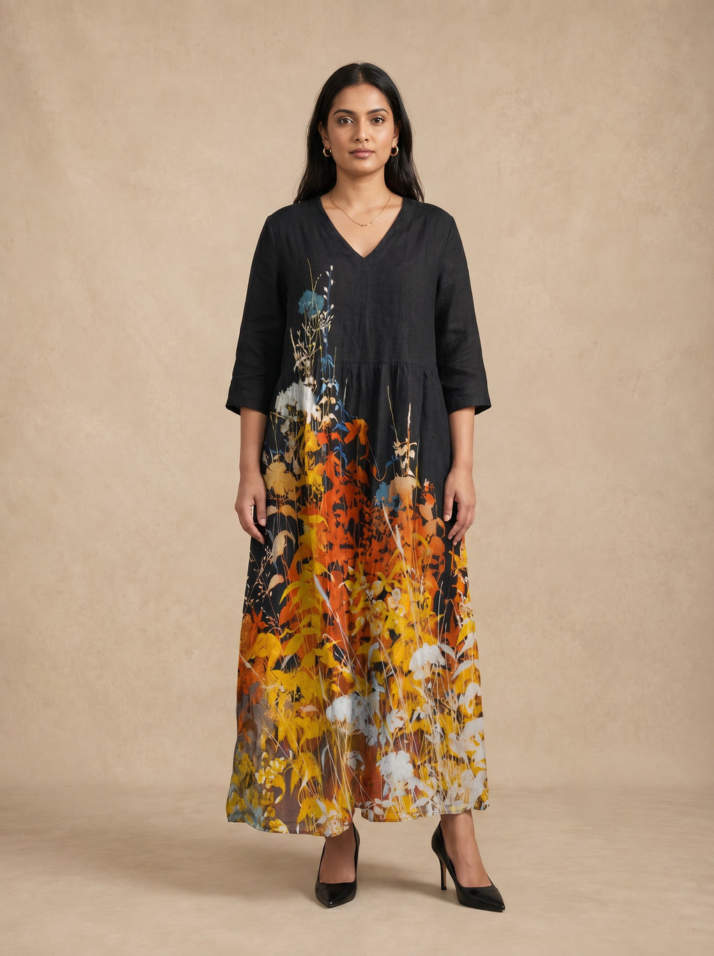 Elaria Autumn Floral Maxi Dress