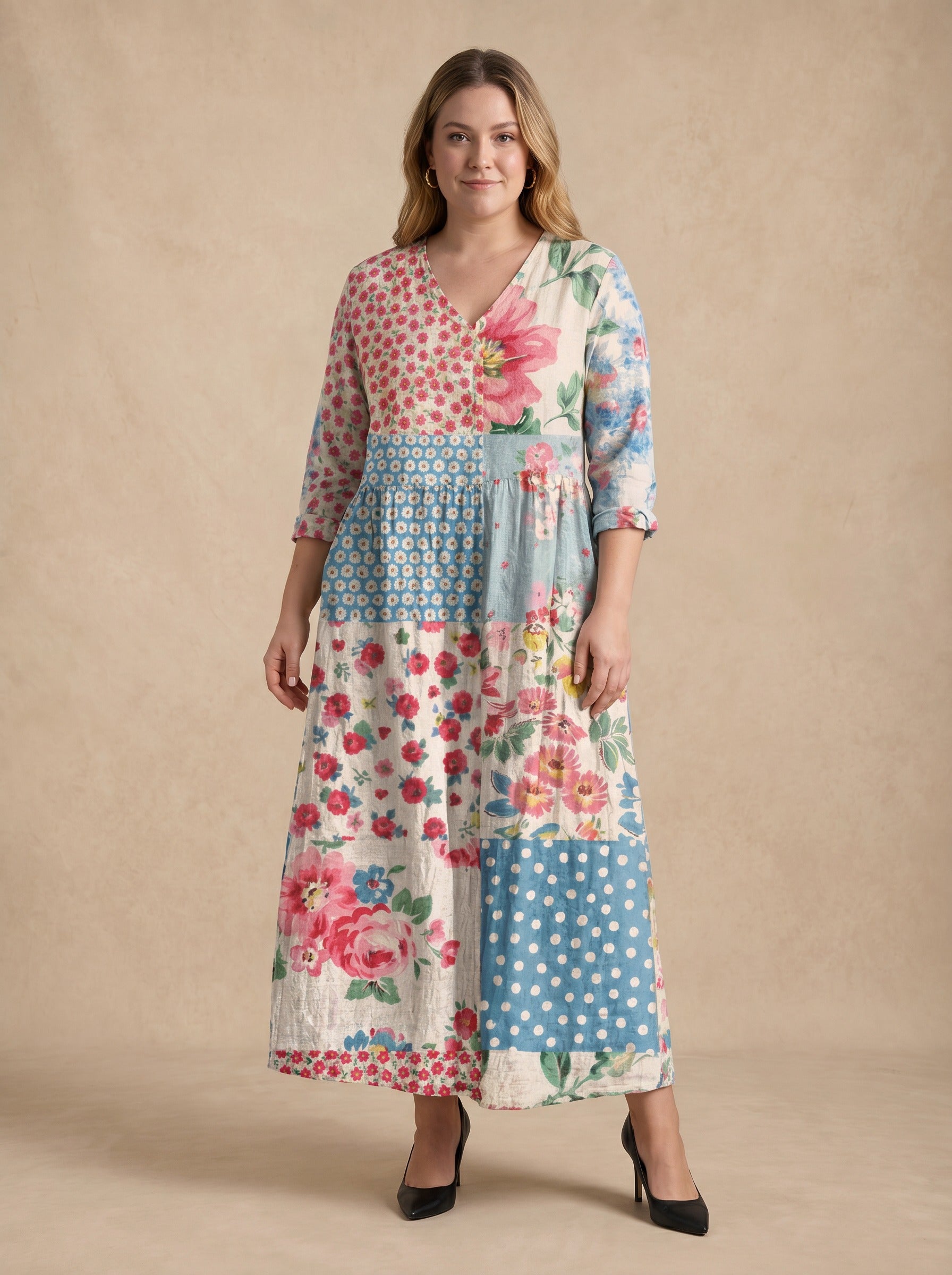 Rosalie Patchwork Floral Maxi Dress