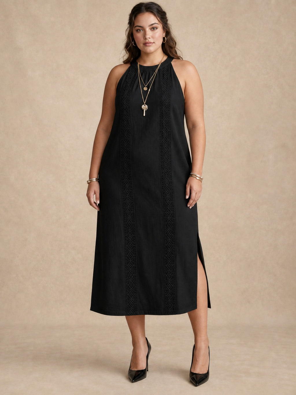 Adele Black Lace Midi Dress