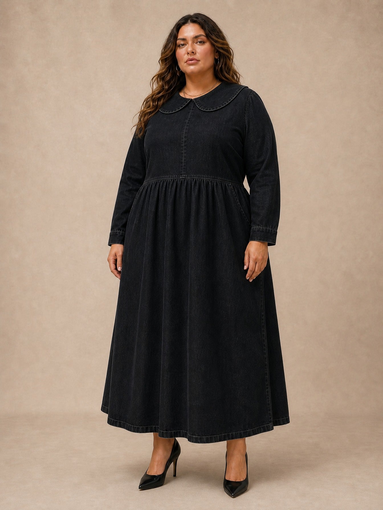 Clara Peter Pan Collar Denim Dress