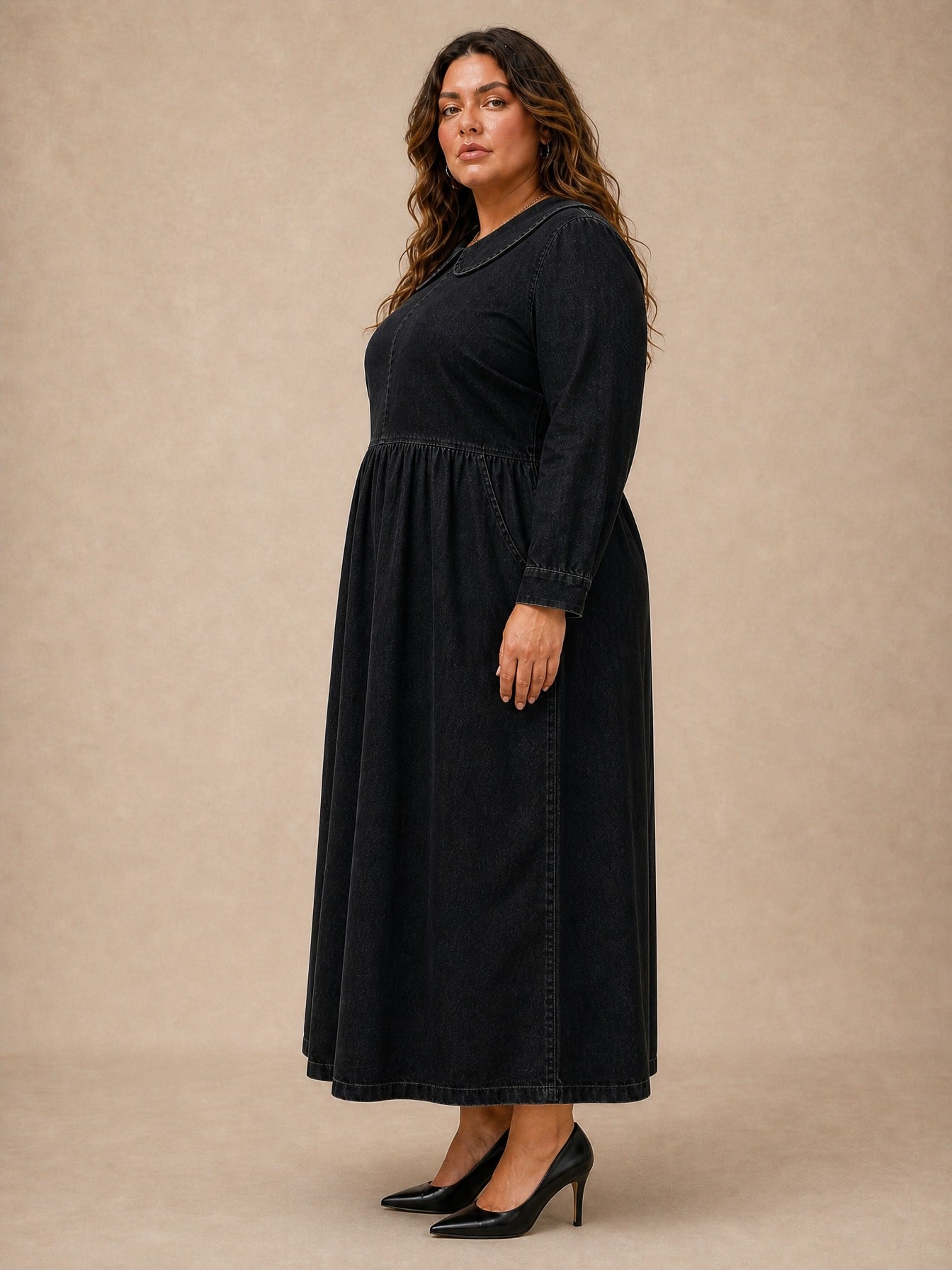 Clara Peter Pan Collar Denim Dress