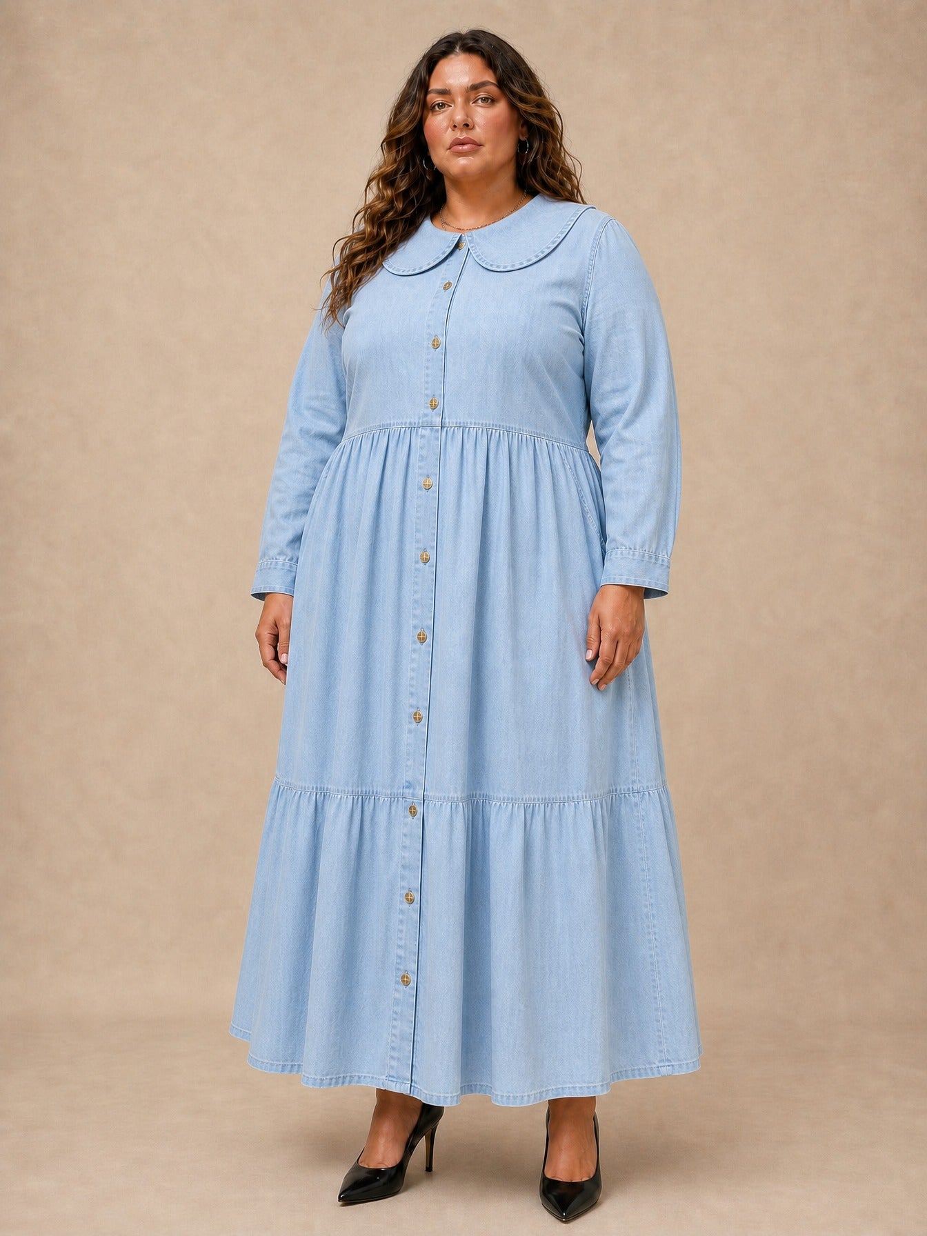 Clara Peter Pan Collar Denim Dress