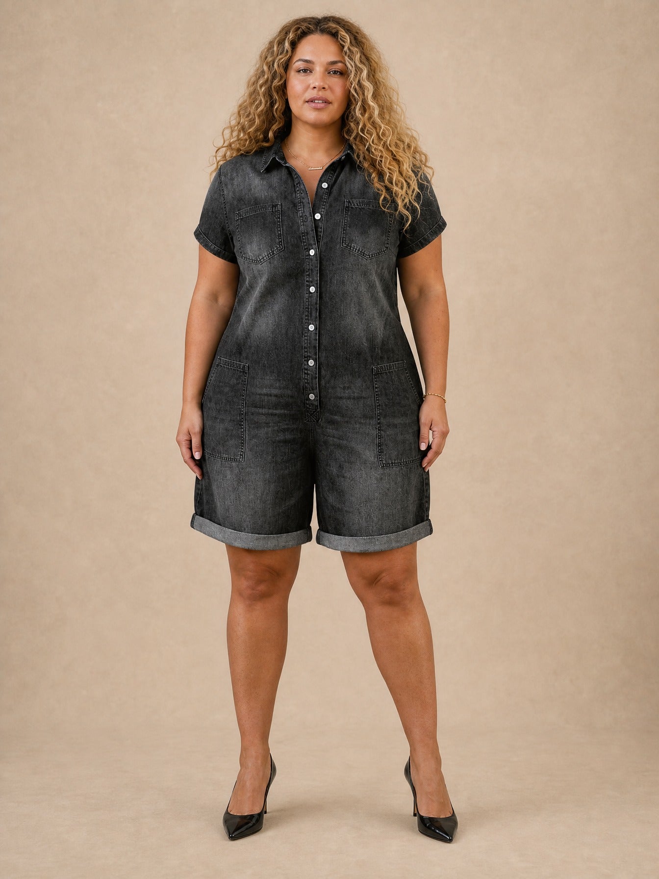 Joan Short Denim Overalls