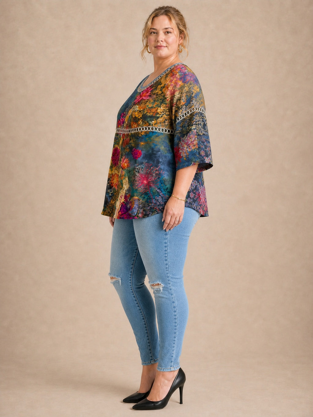 Nicole Floral Denim Blouse