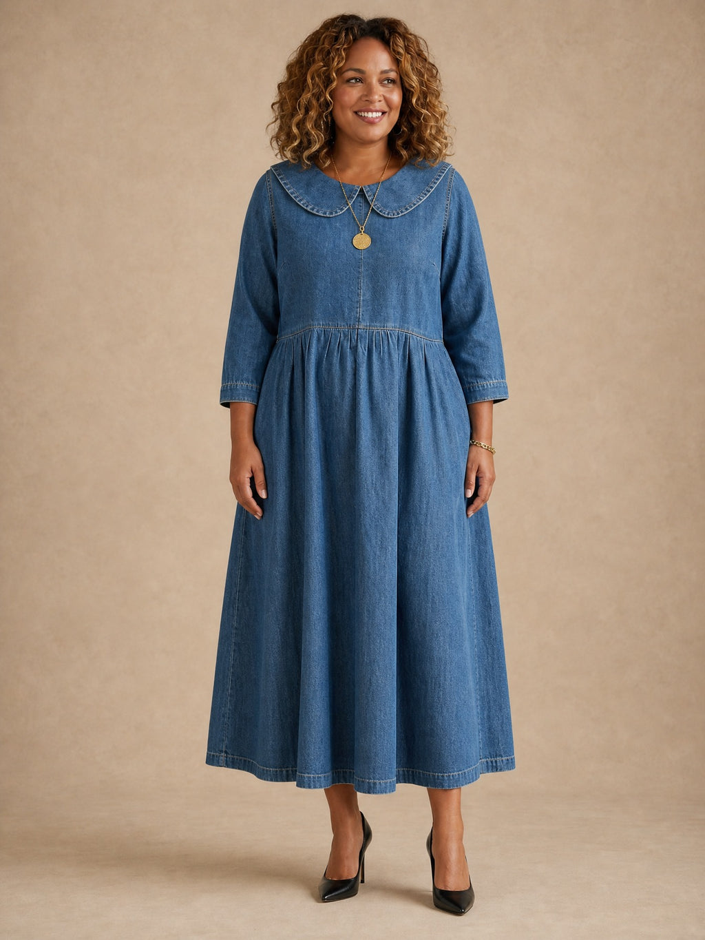 Clara Peter Pan Collar Denim Dress