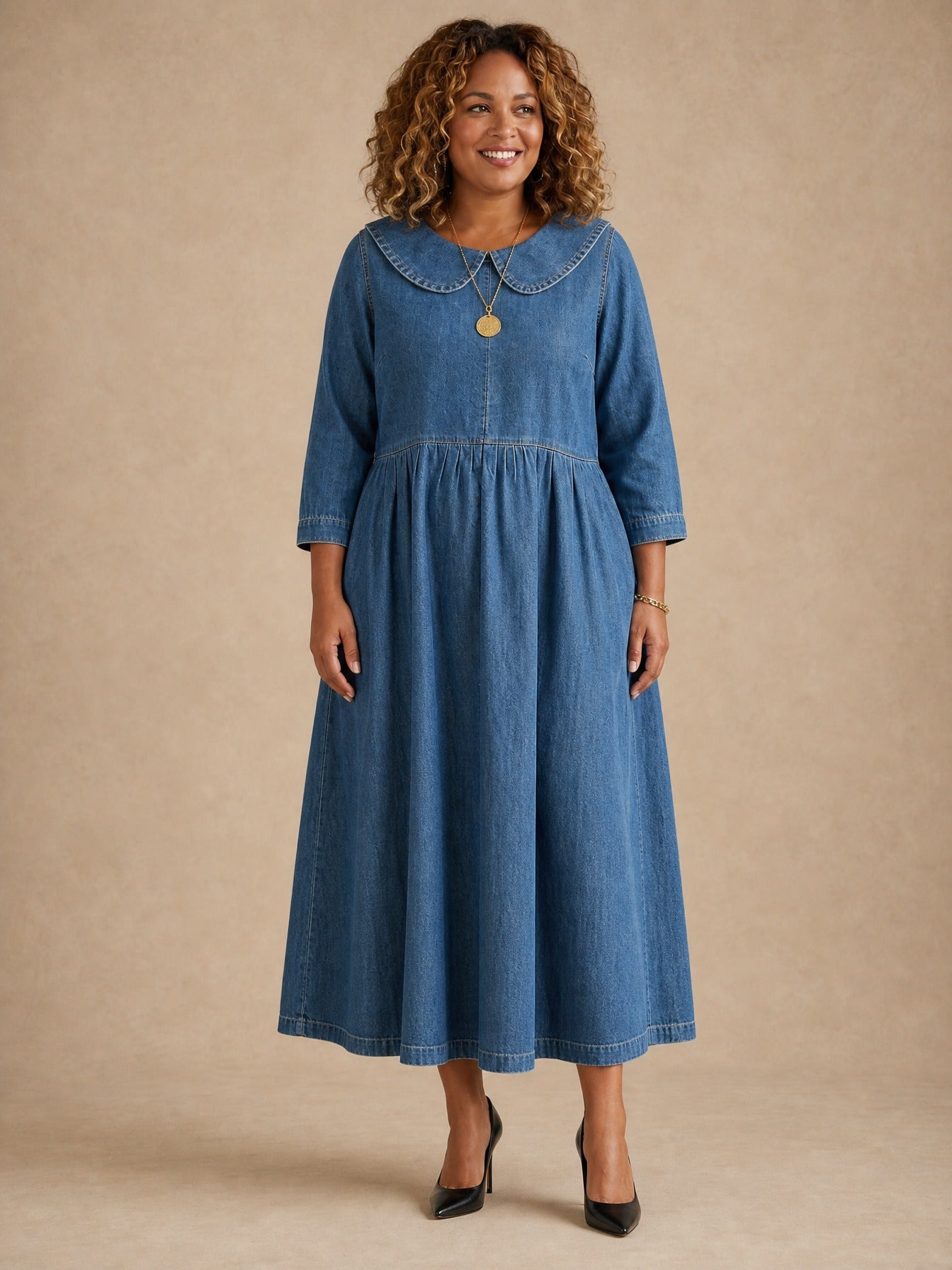 Clara Peter Pan Collar Denim Dress