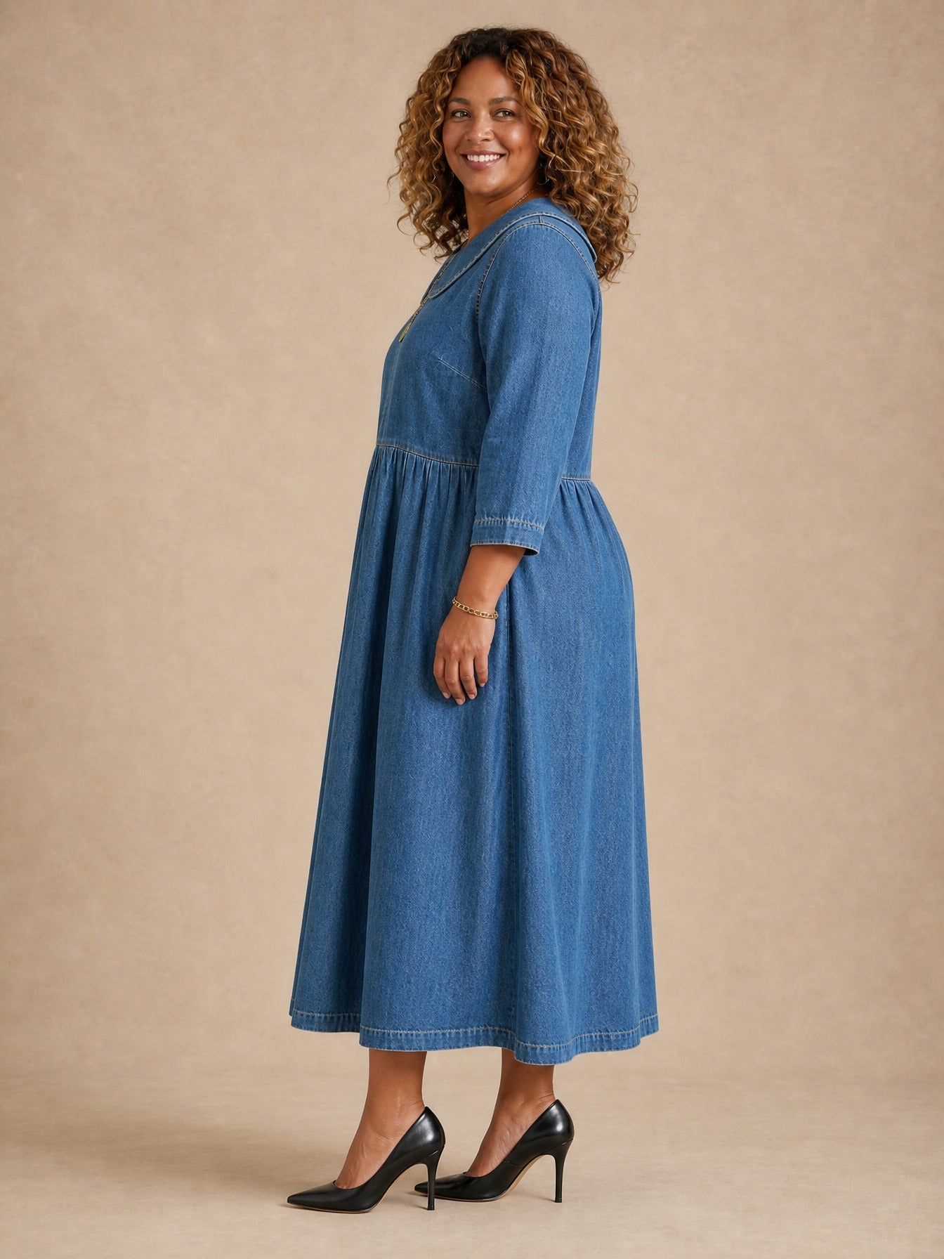 Clara Peter Pan Collar Denim Dress