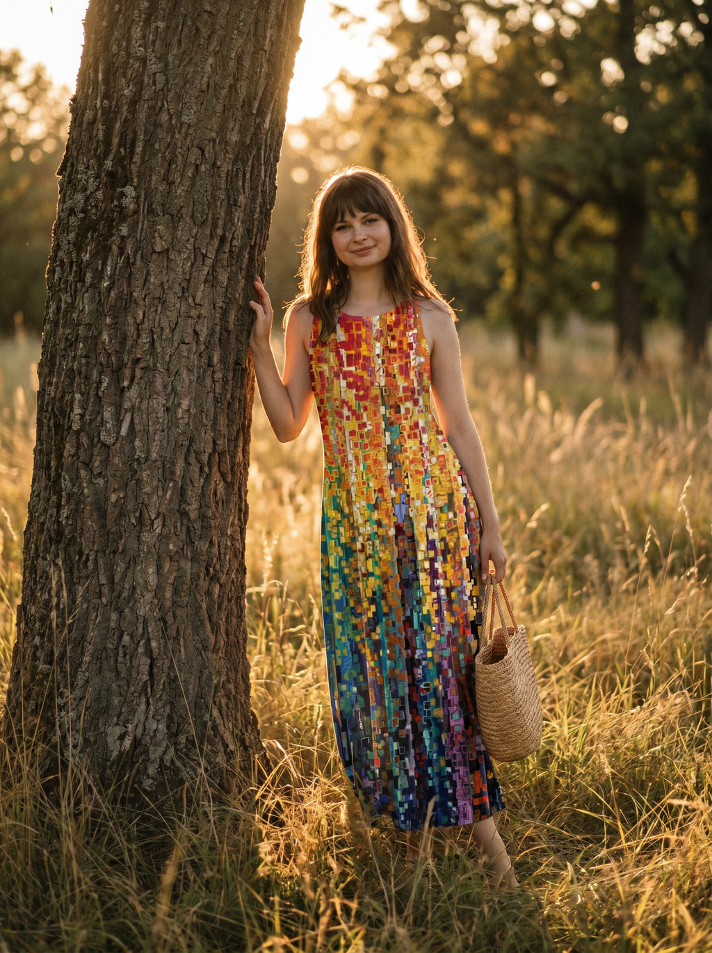 Maren Sleeveless Maxi Dress in Jeweled Mosaic Sunset