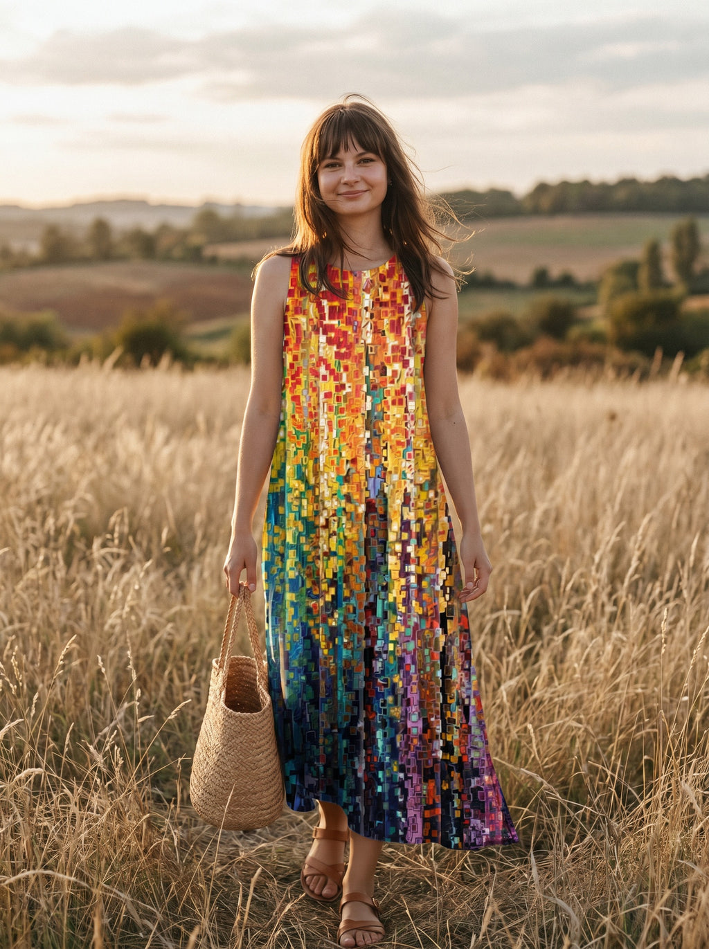Maren Sleeveless Maxi Dress in Jeweled Mosaic Sunset