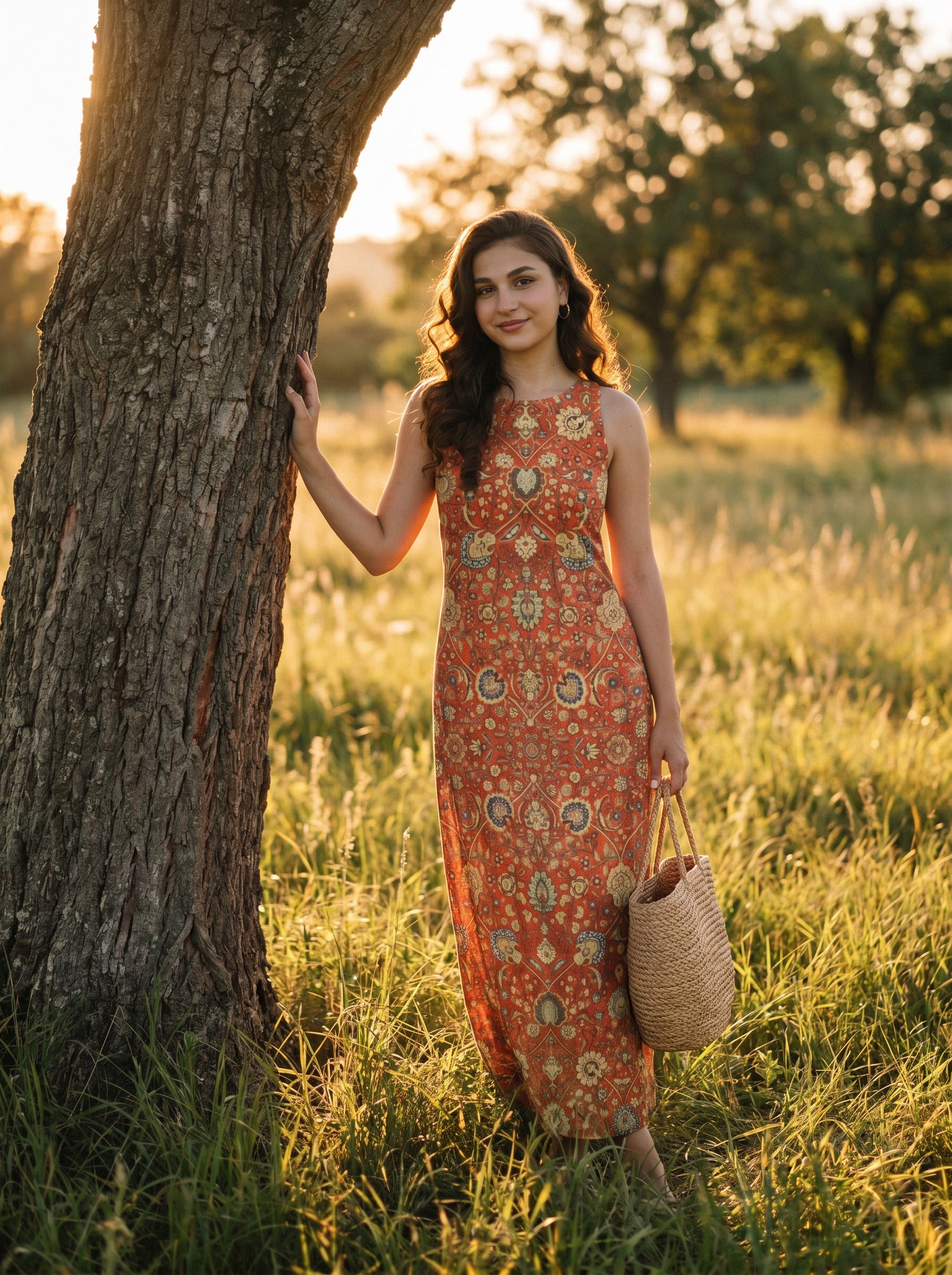 Maren Sleeveless Maxi Dress in Terracotta Heirloom Bloom