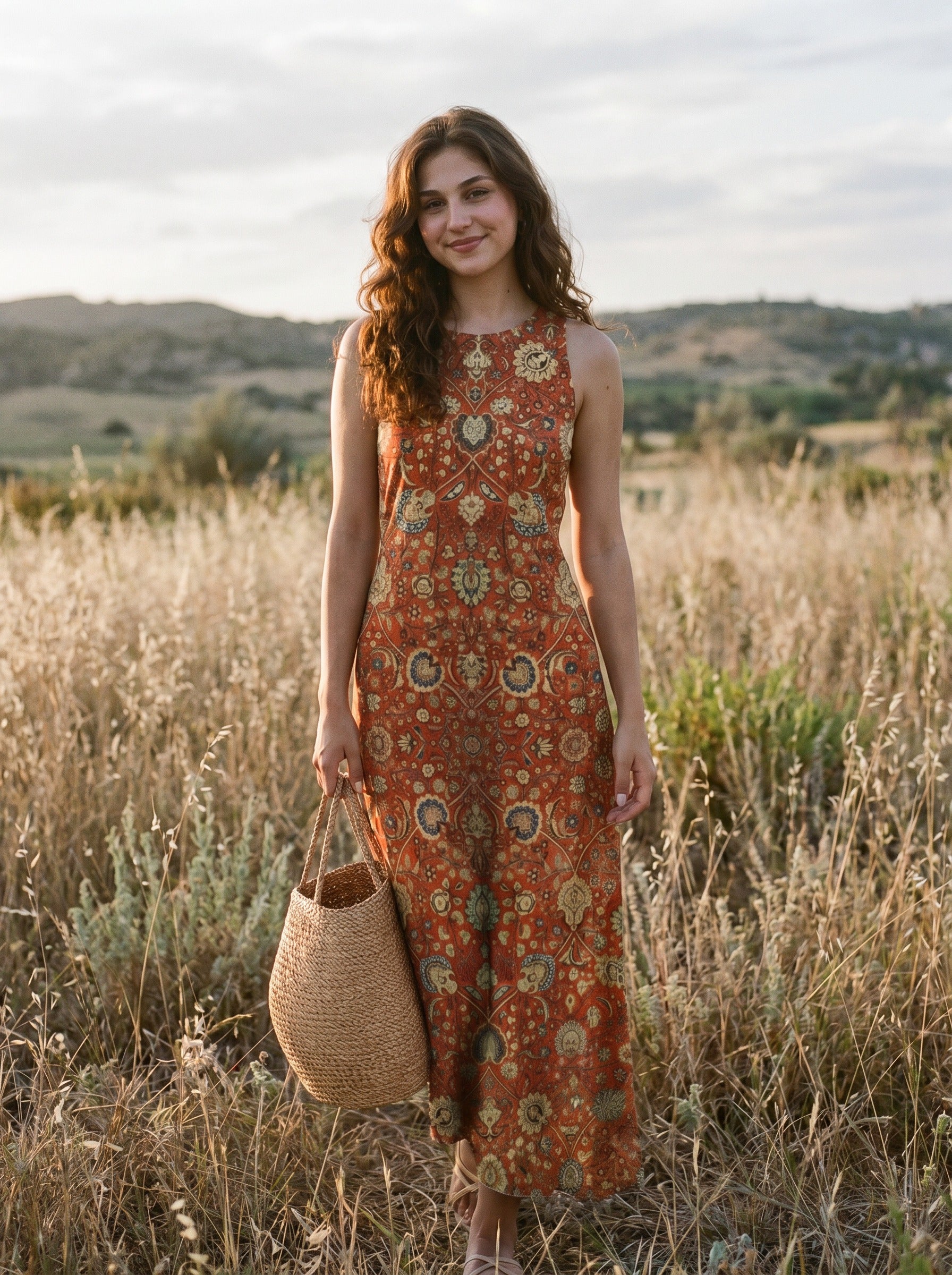 Maren Sleeveless Maxi Dress in Terracotta Heirloom Bloom