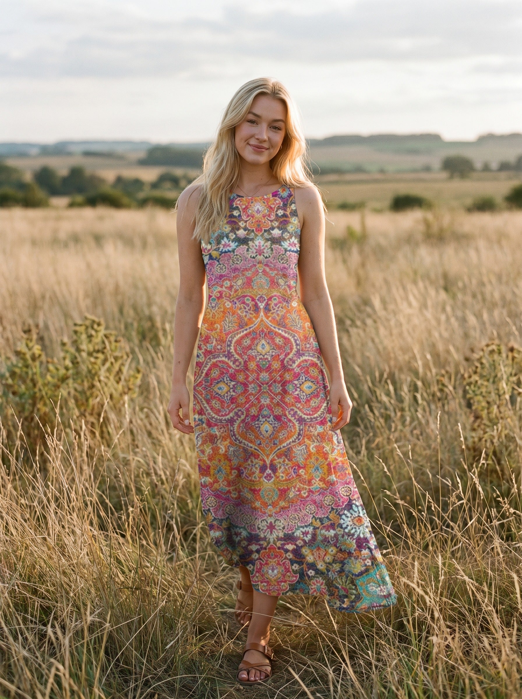 Maren Sleeveless Maxi Dress in Desert Rose Tapestry