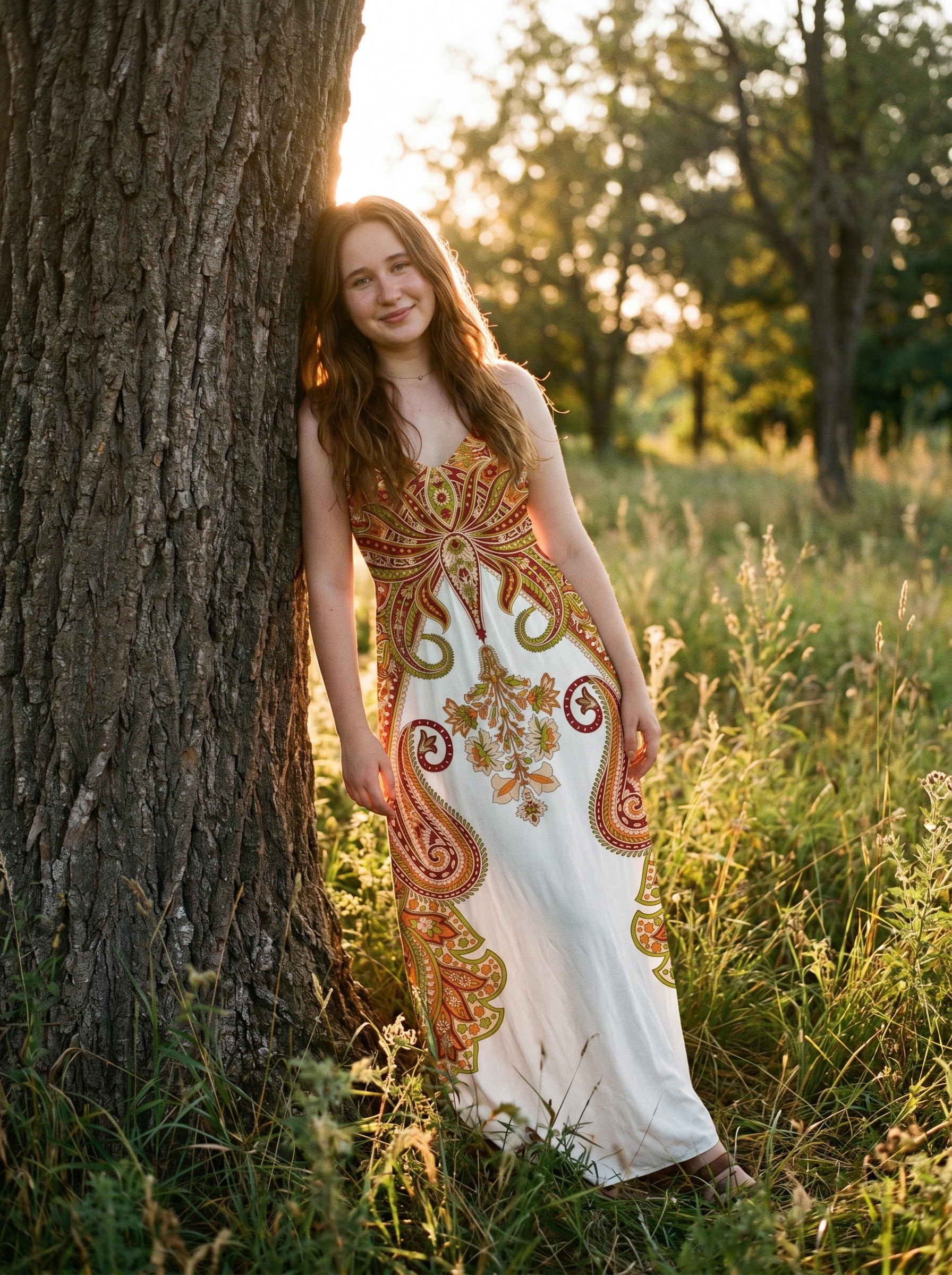 Vivienne Slip Maxi Dress in Folk Paisley