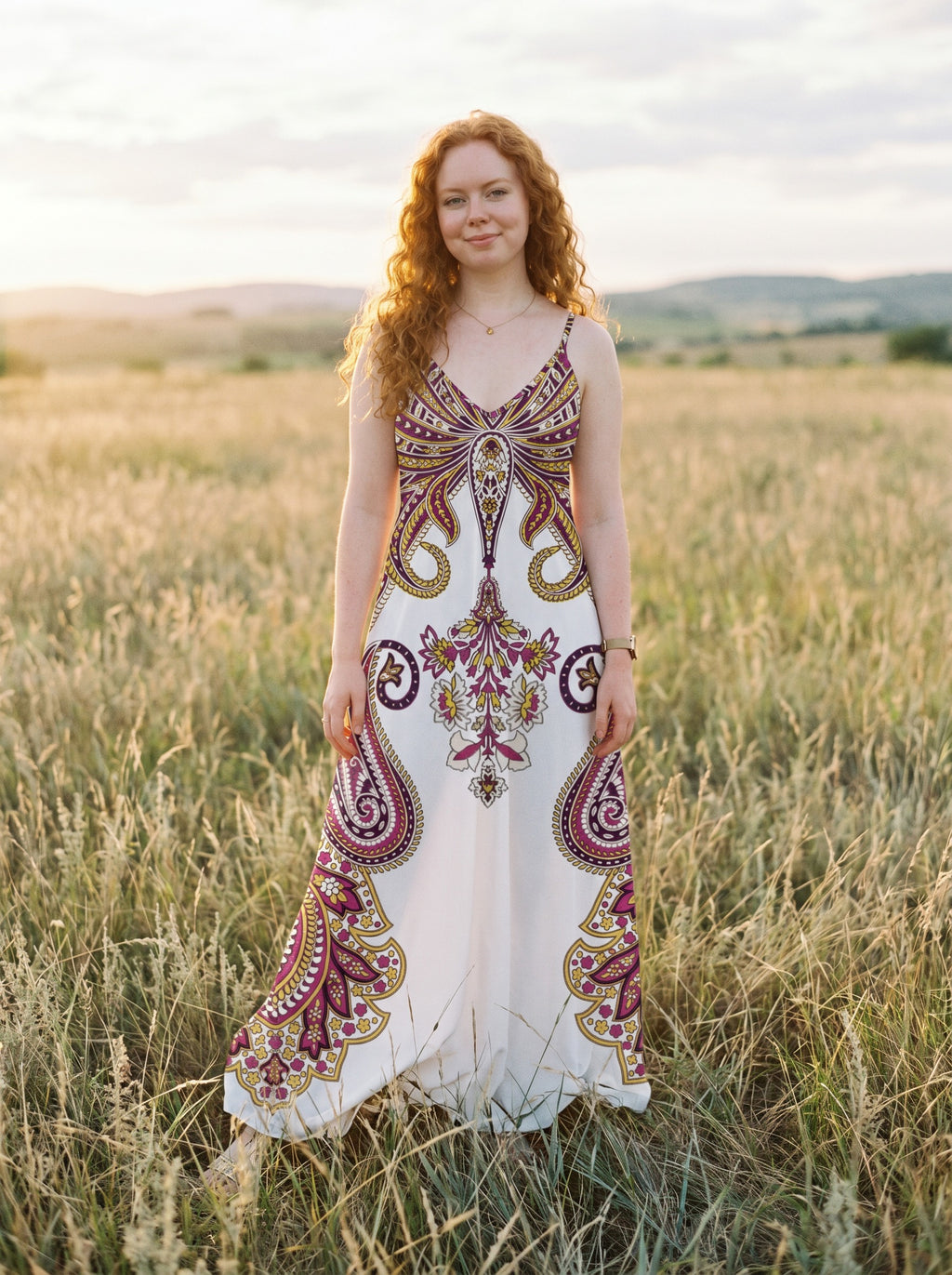 Vivienne Slip Maxi Dress in Folk Paisley