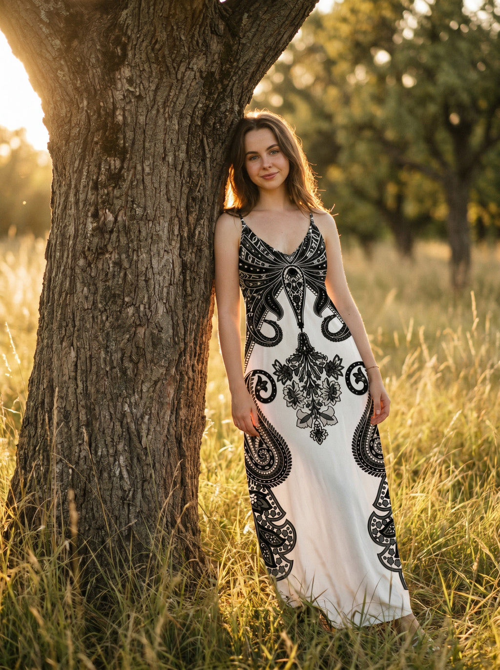 Vivienne Slip Maxi Dress in Folk Paisley