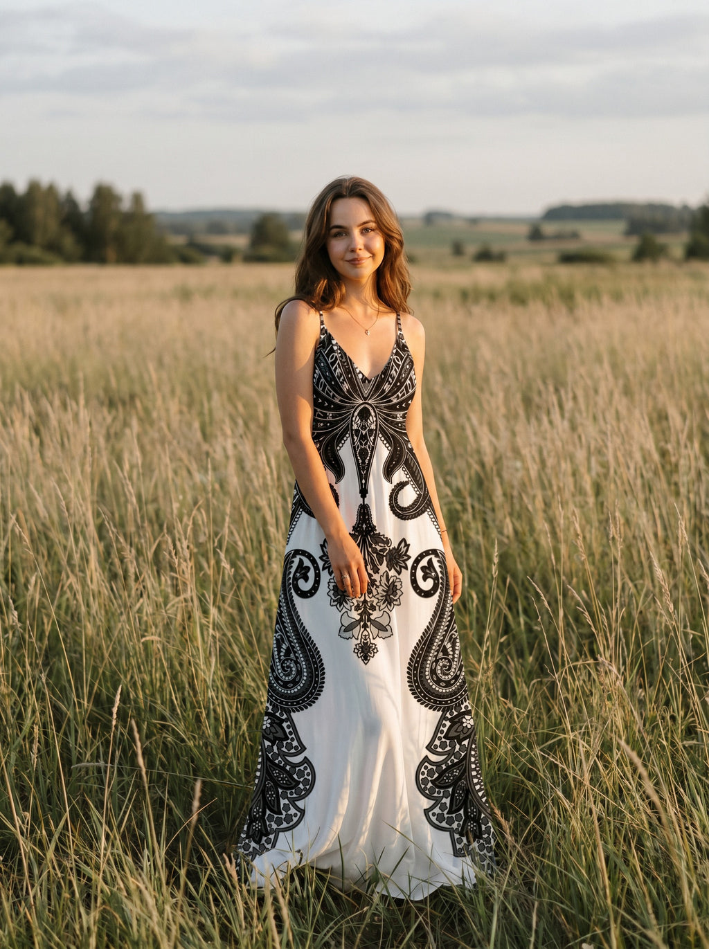 Vivienne Slip Maxi Dress in Folk Paisley