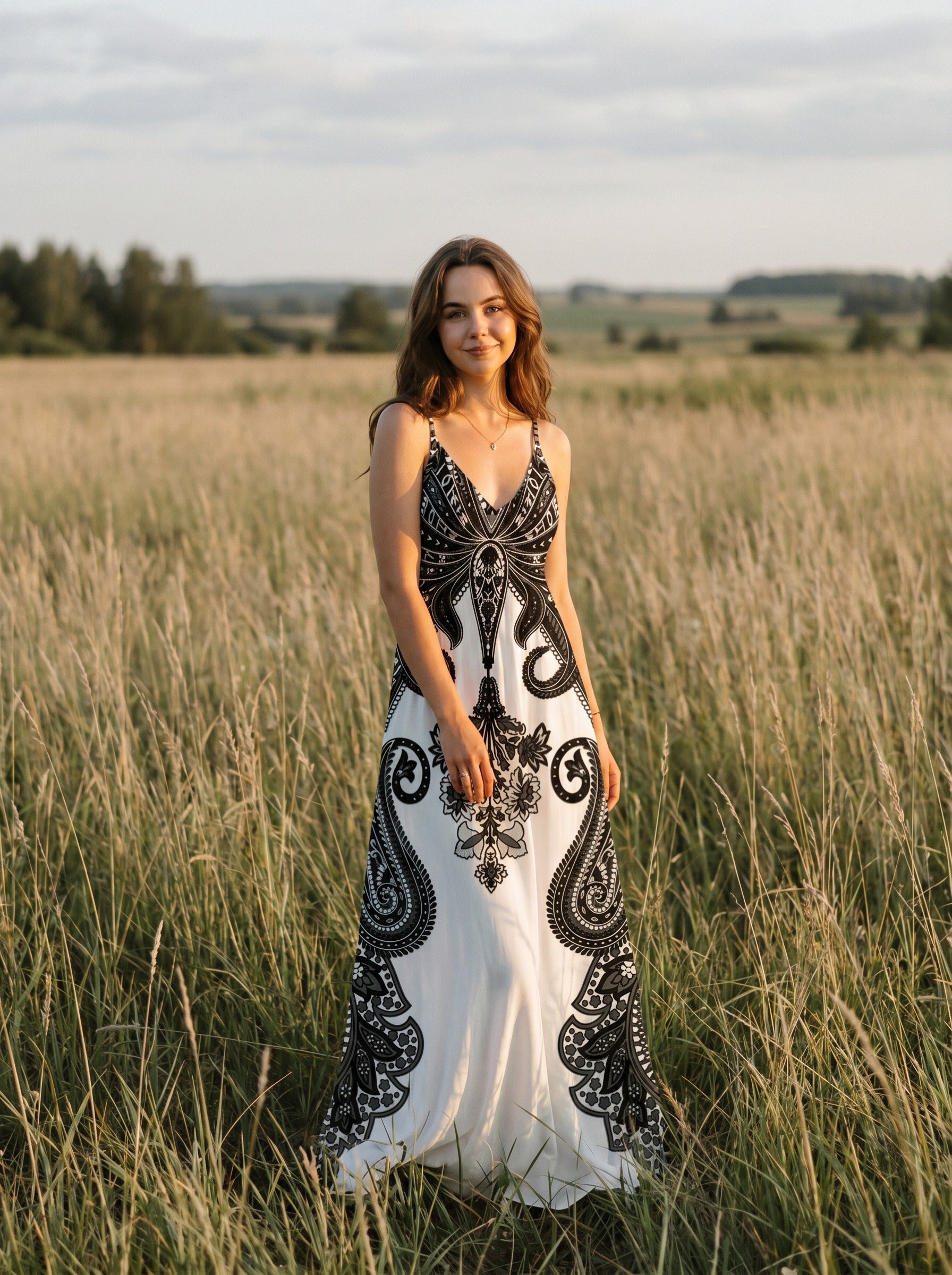 Vivienne Slip Maxi Dress in Folk Paisley
