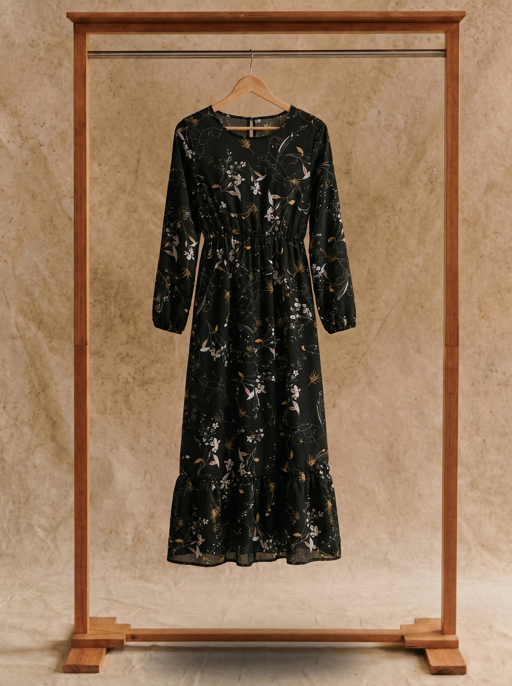 Juniper Tiered Maxi Dress in Gilded Night Garden