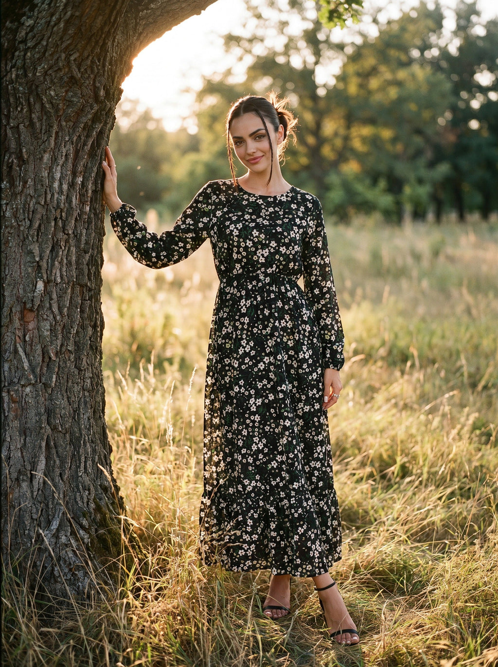 Juniper Tiered Maxi Dress in Prairie Ditsy Florals