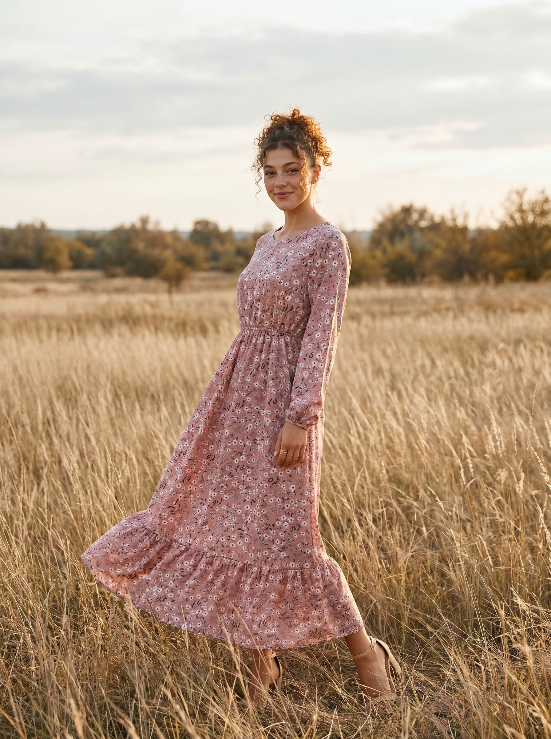Juniper Tiered Maxi Dress in Prairie Ditsy Florals
