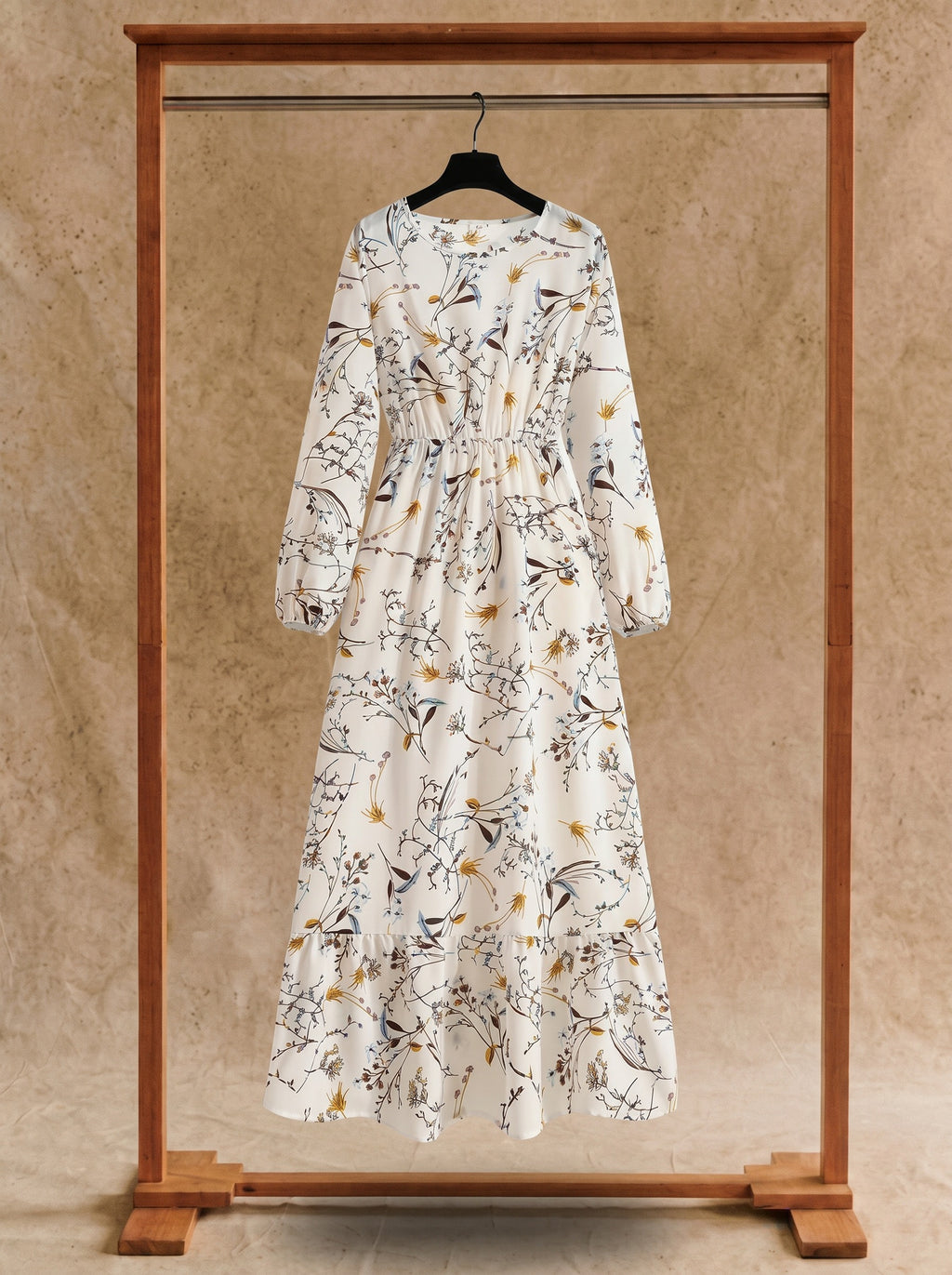 Clara Flounce Hem Maxi Dress in Wildflower Sketchbook