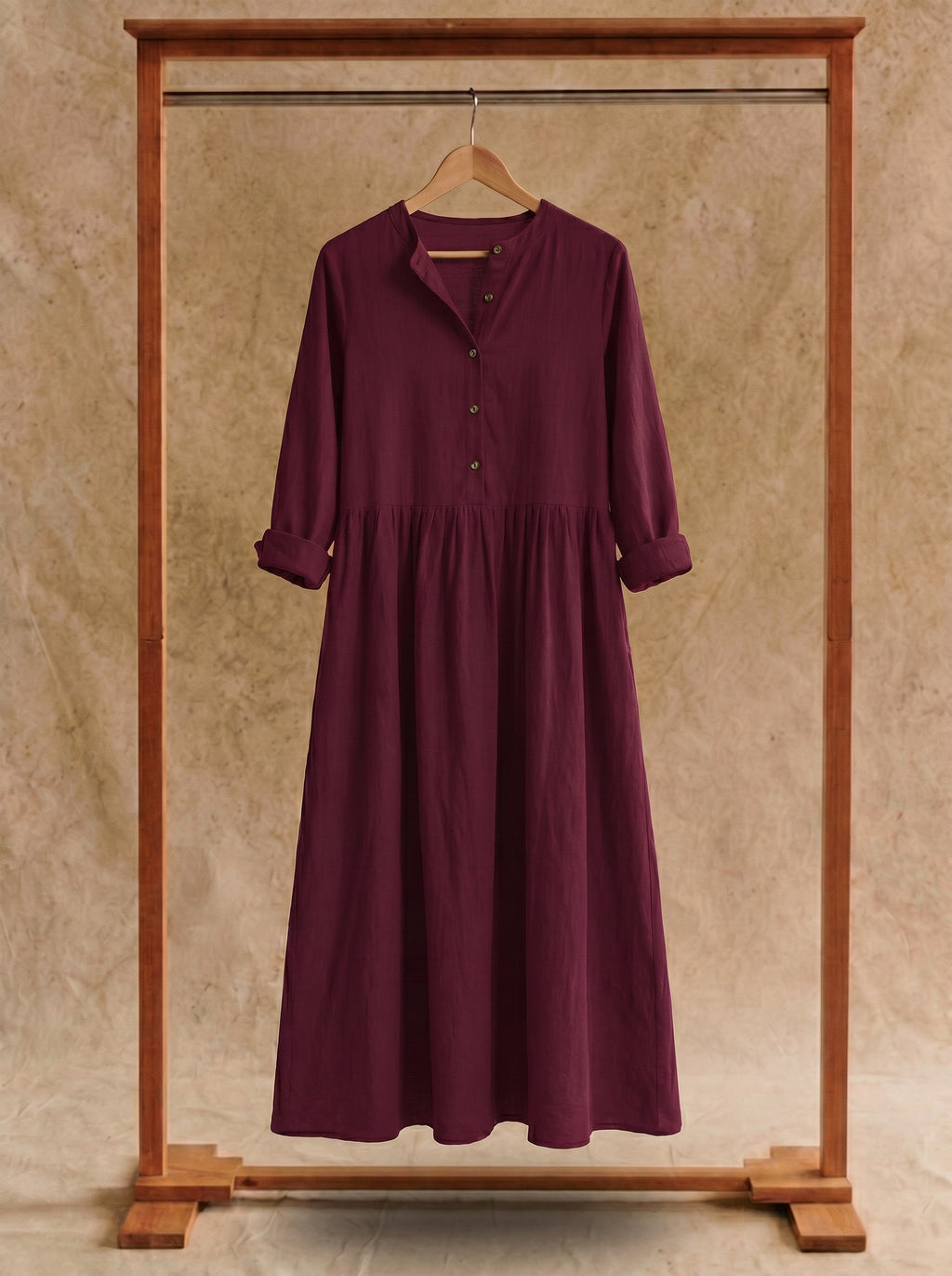 Marigold Button-Front Maxi Dress in Cottage Solids
